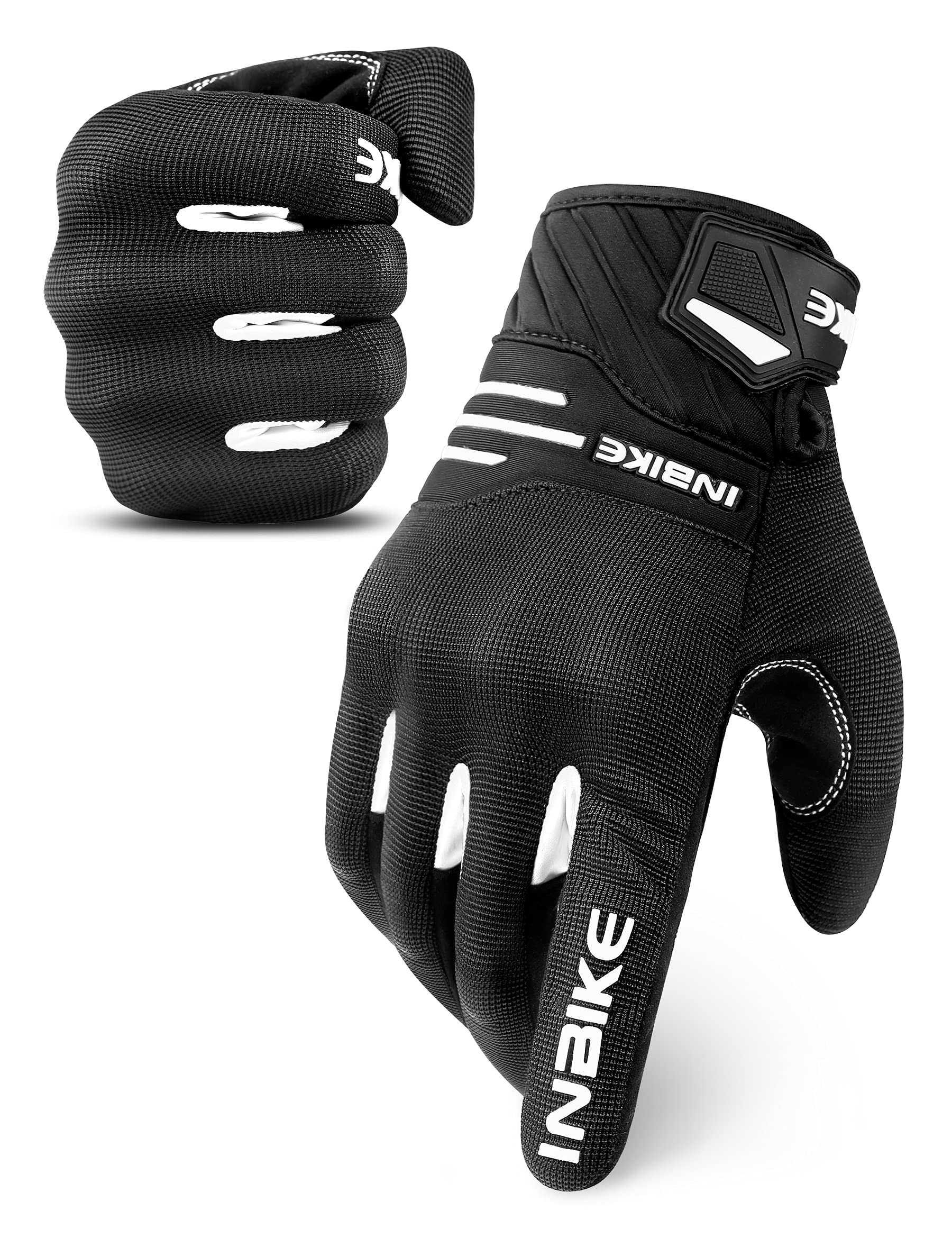 Inbike Breathable Motorcycle Gloves Men Motorbike Riding Touchscreen Hard Knuckle Tpr Palm Pad White Large
