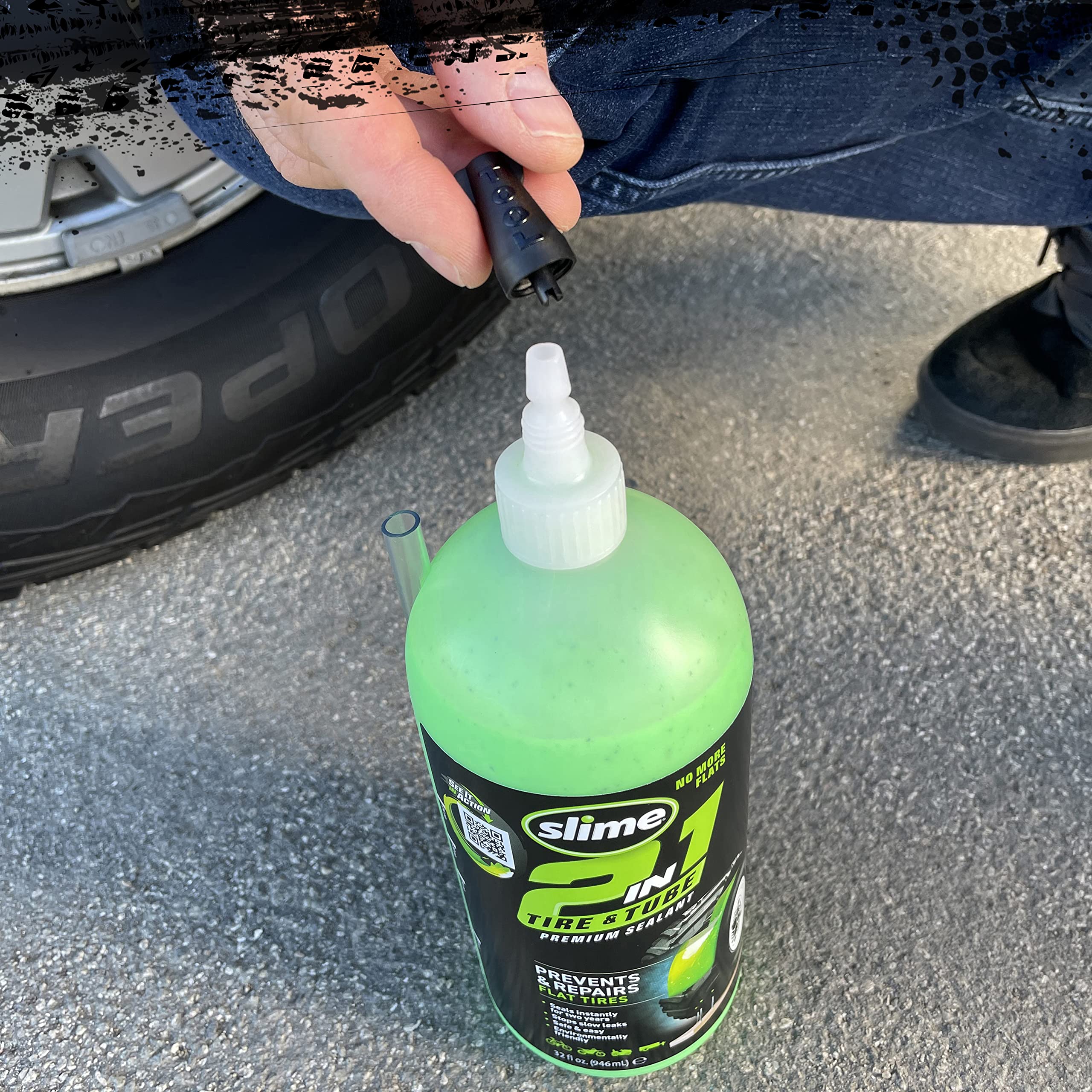 Slime 10194-6Pk 2-In-1 Tire & Tube Sealant Puncture Repair Sealant, Premium, Prevent And Repair, Suitable For All Off-Highway Ti