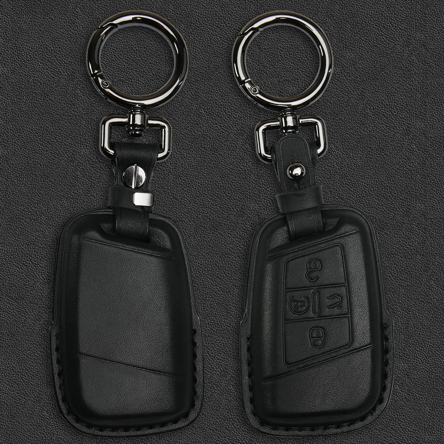 Tukellen For Volkswagen Leather Key Fob Cover Compatible With Vw Atlas Golf Alltrack Jetta Passat Tiguan Smart 4 Buttons Key Fob
