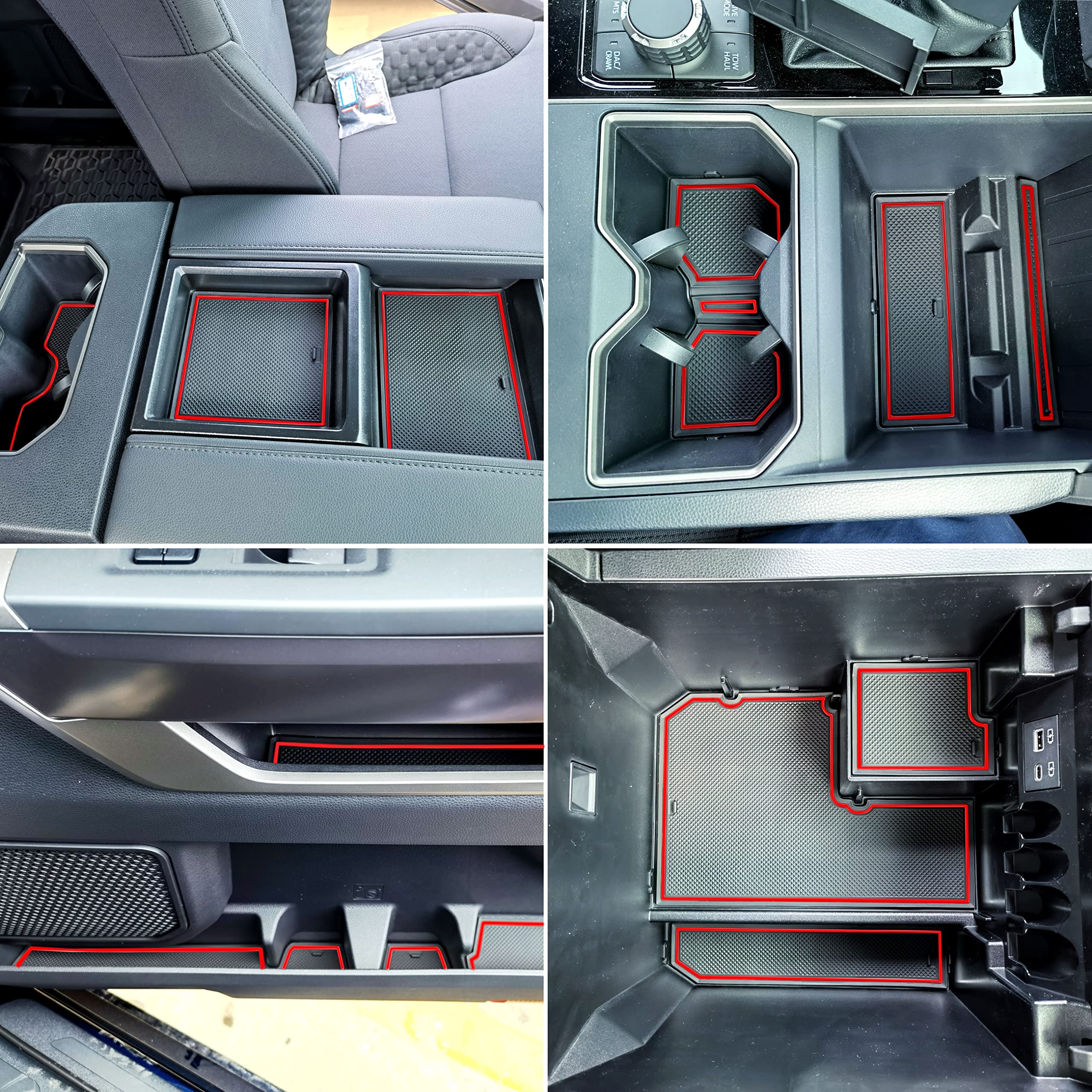 Senshine Custom Liner For Toyota Tundra Accessories 2022 2023 2024 Cup Holder Inserts Center Console Liner Mats Door Pocket Line