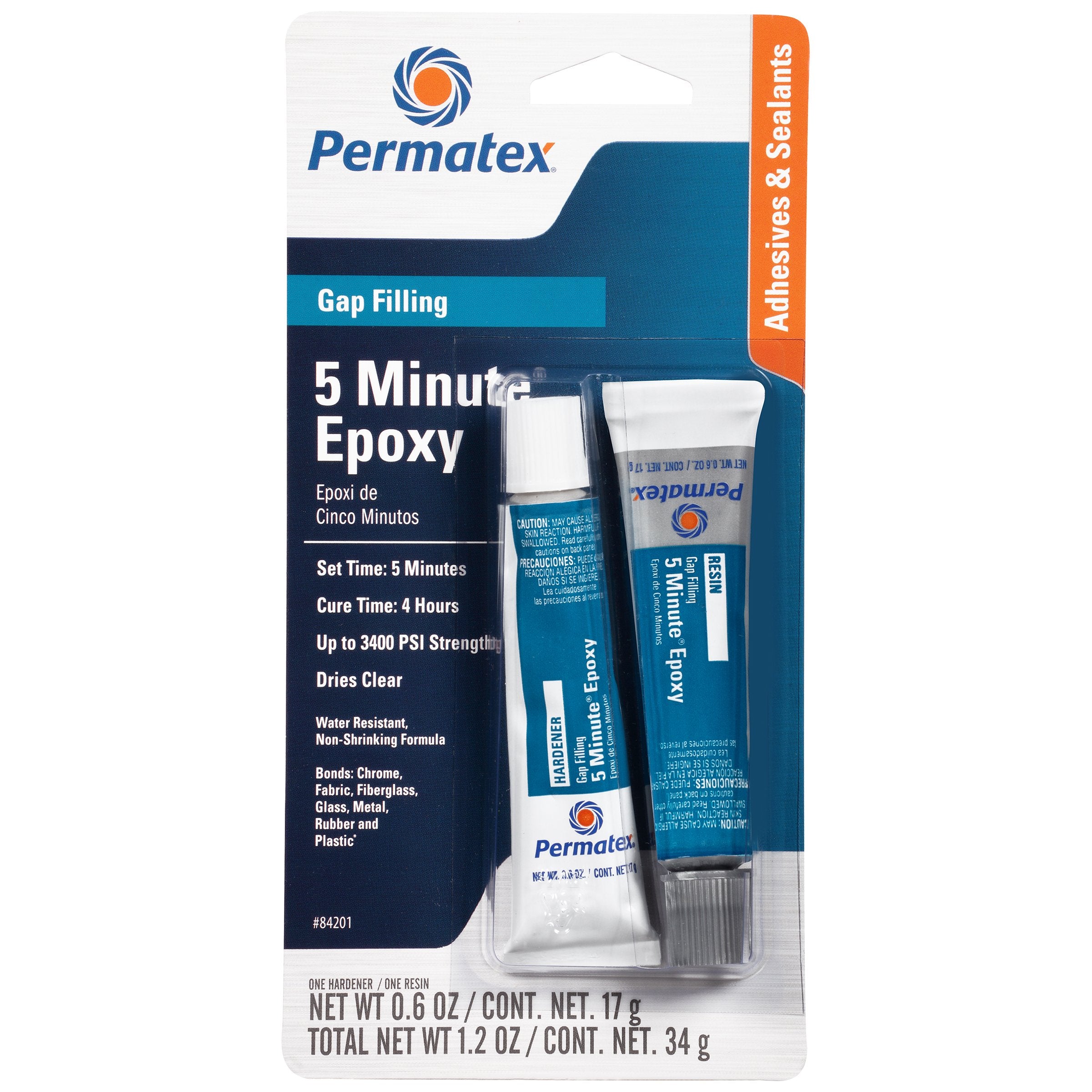 Permatex 84201-12PK PermaPoxy 5-Minute General Purpose Epoxy - Two 0.6 oz. Tubes, (Pack of 12)
