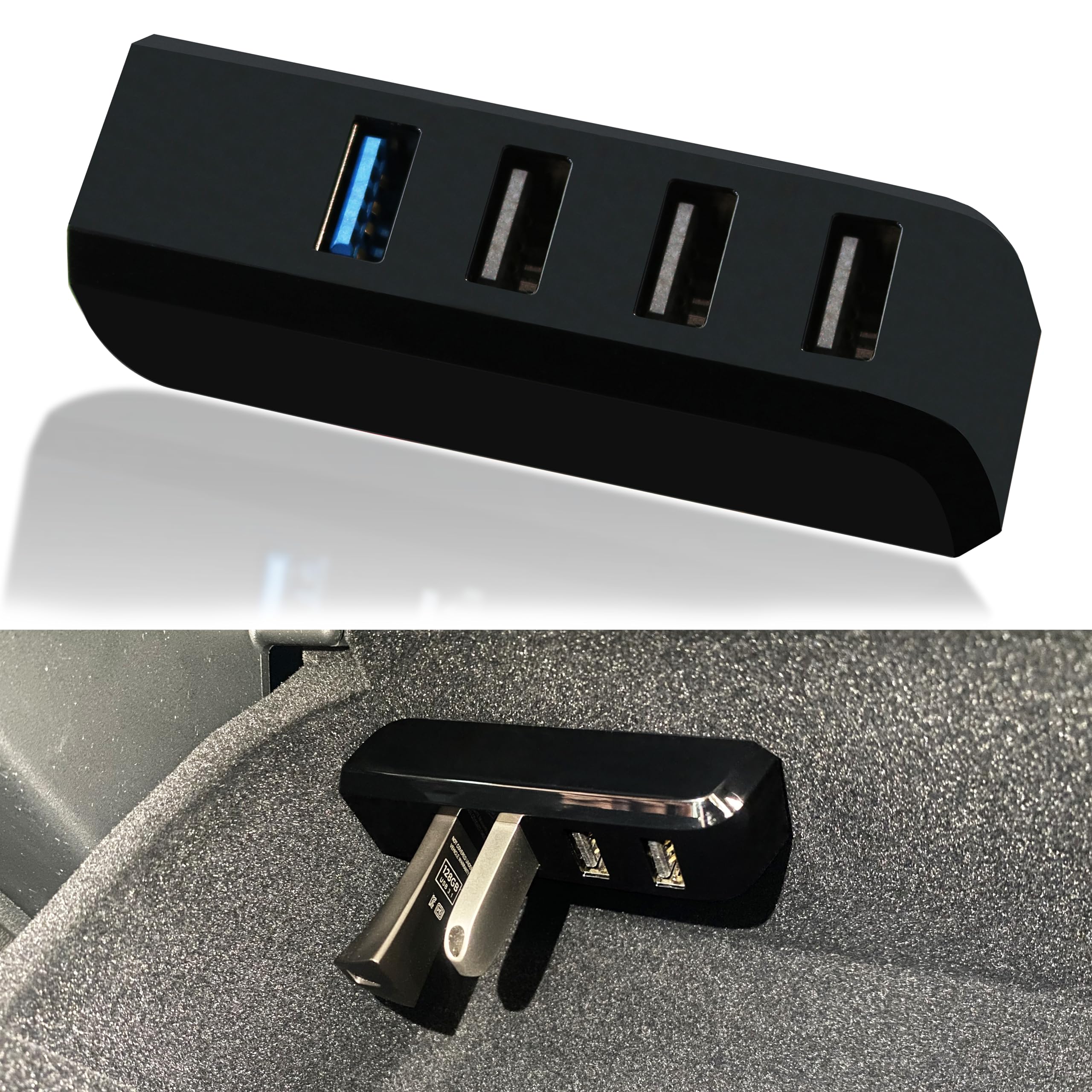 Leikaendi Glove Box Usb Hub For Tesla Model Y 2021-2024 And Model 3 2021-2023, 4-In-1 Multiport Glovebox Docking Station Accesso
