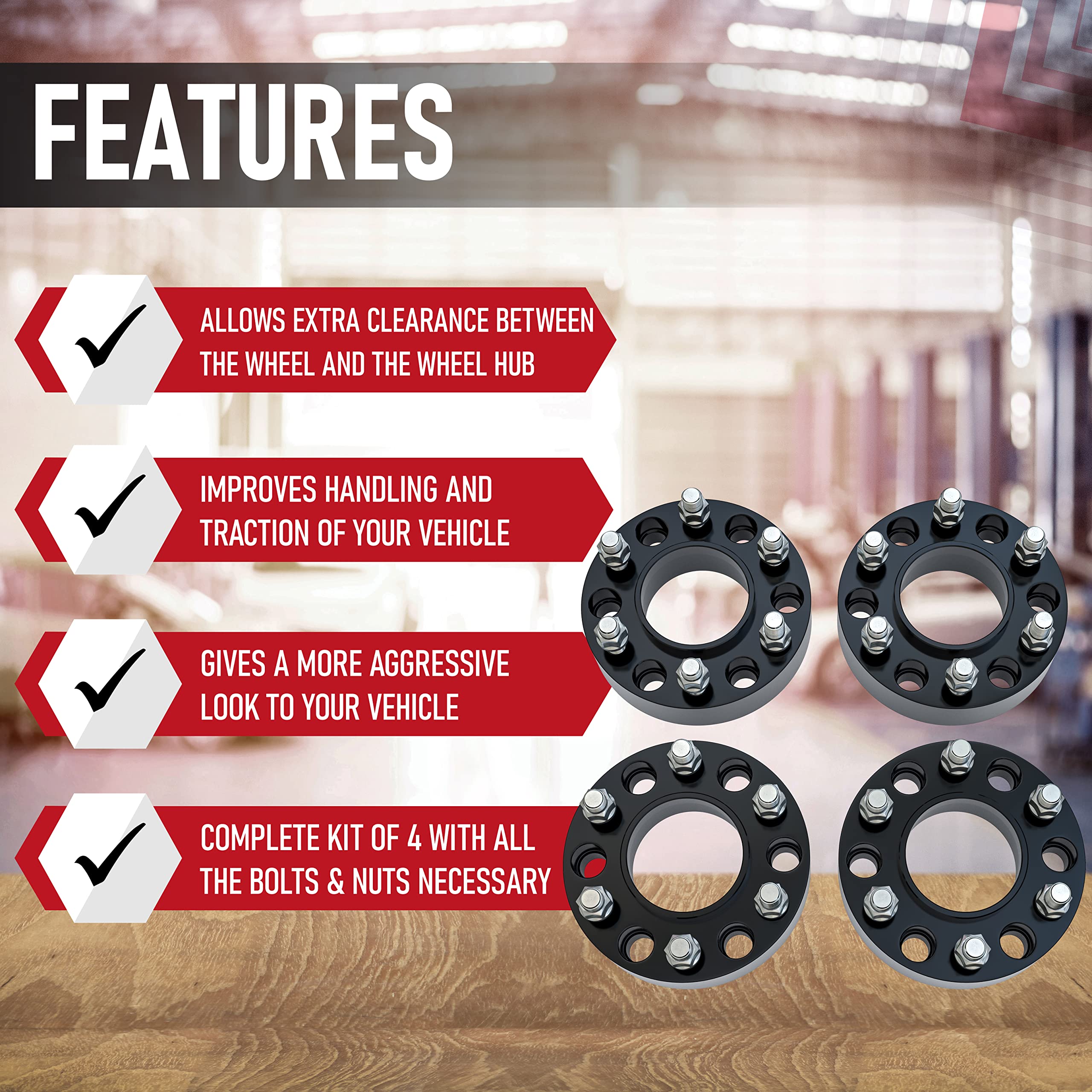 Wheel Spacers 1.5 Inch Set Of 4-6 Lug 38Mm Real Forged Hub Centric Adapter 6X139.7Mm - Compatible With Cadillac, Chevy, Gmc - 19