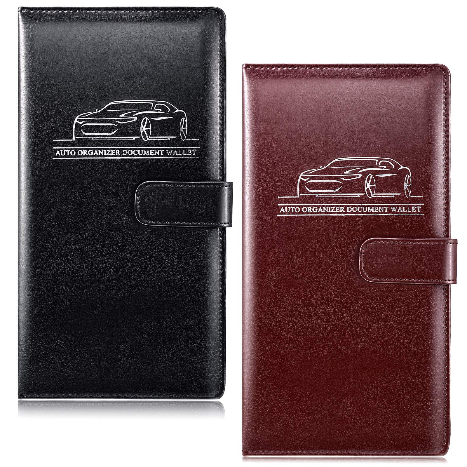 Frienda 2 Pcs Car Registration and Insurance Holder Card Document Vehicle Glove Box Organizer Driver License Leather Holder for 