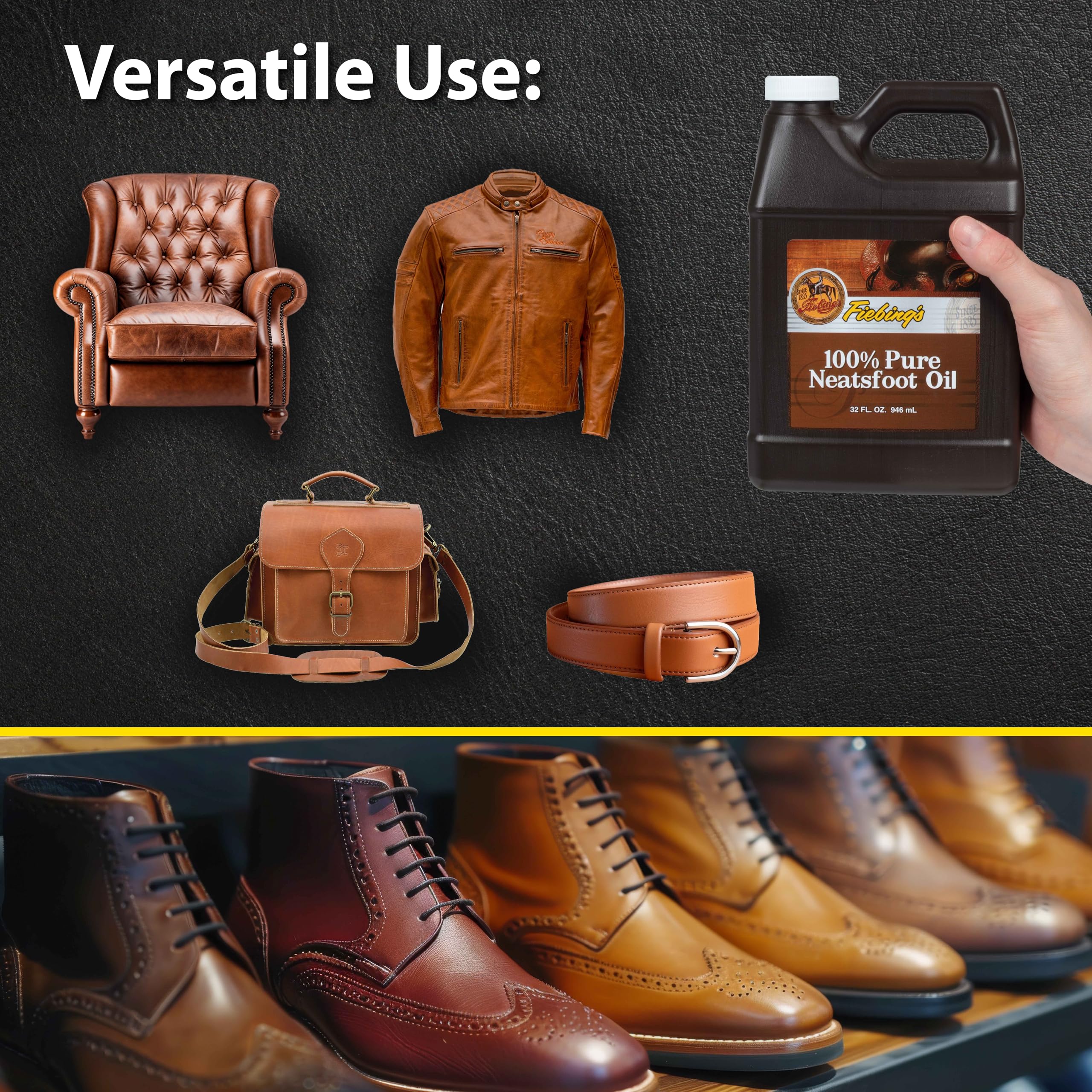 Fiebing'S 100% Pure Neatsfoot Oil, 32 Oz. - Natural Leather Preservative