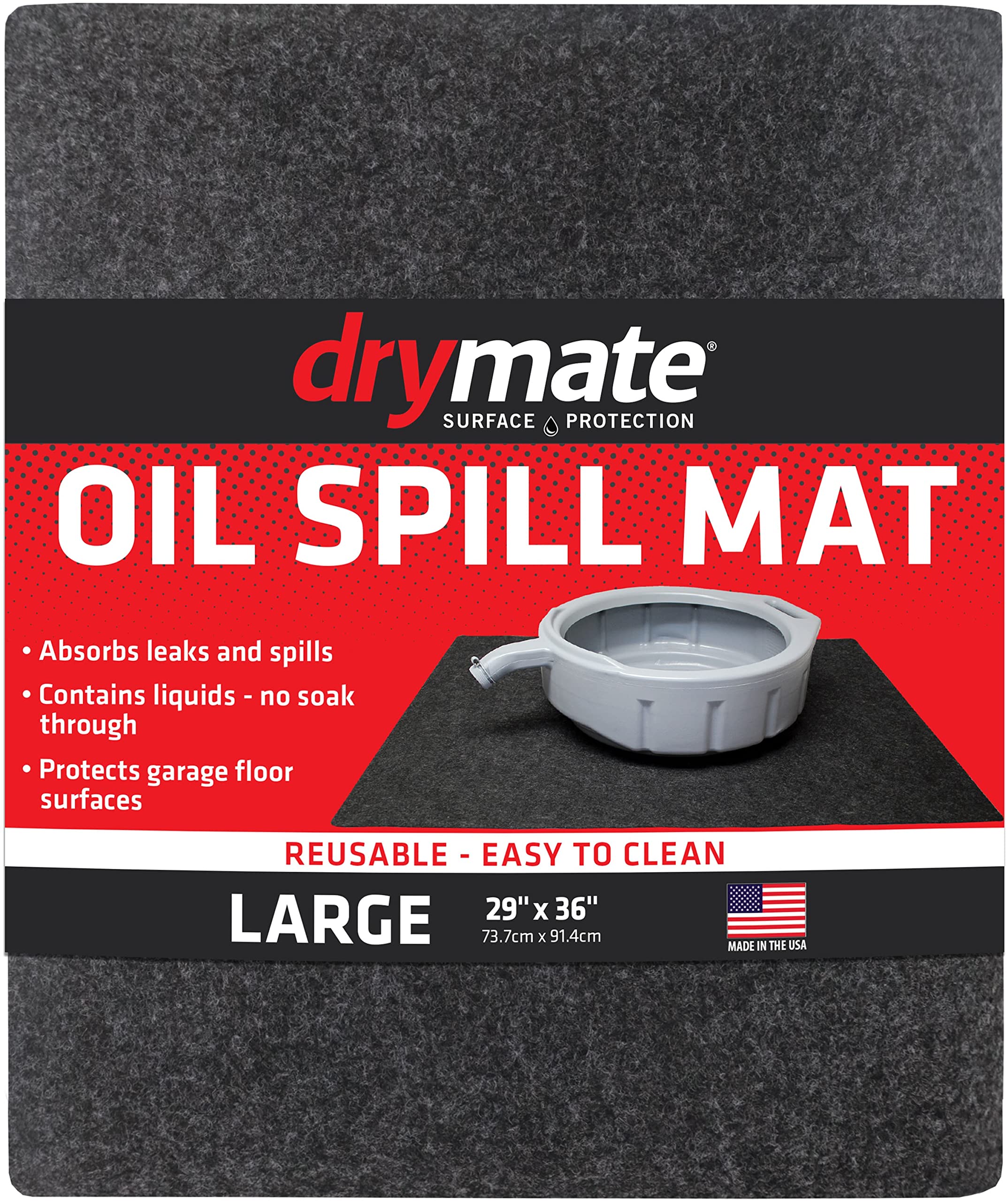 Drymate Oil Spill Mat (29'' x 36''), Premium Absorbent Oil Pad, Reusable, Washable, Durable, Waterproof Backing Contains Liquids