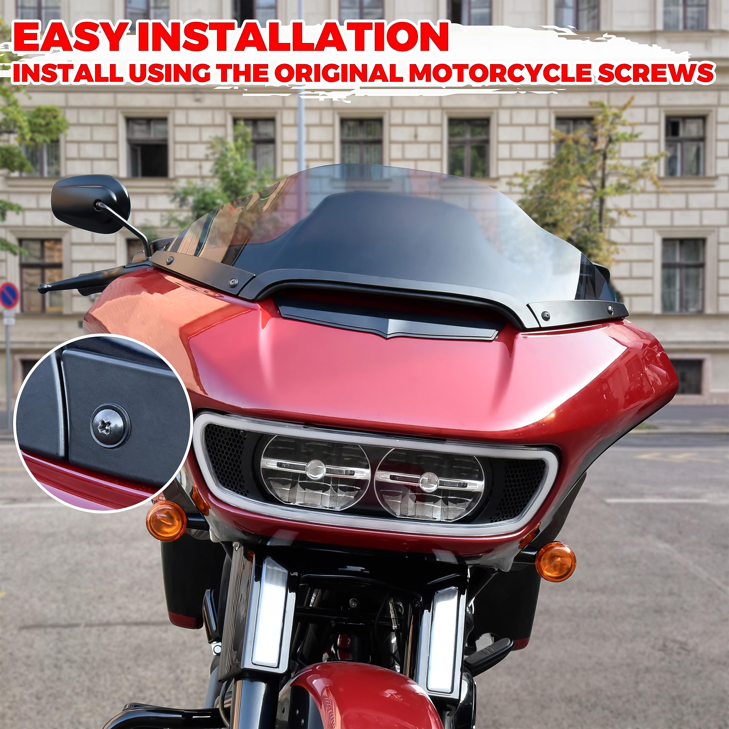 VEISUTOR Split Windscreen Trim Kit for Harley Road Glide 15-23, Black Split Windshield Side Trim Center Trim for Harley Touring