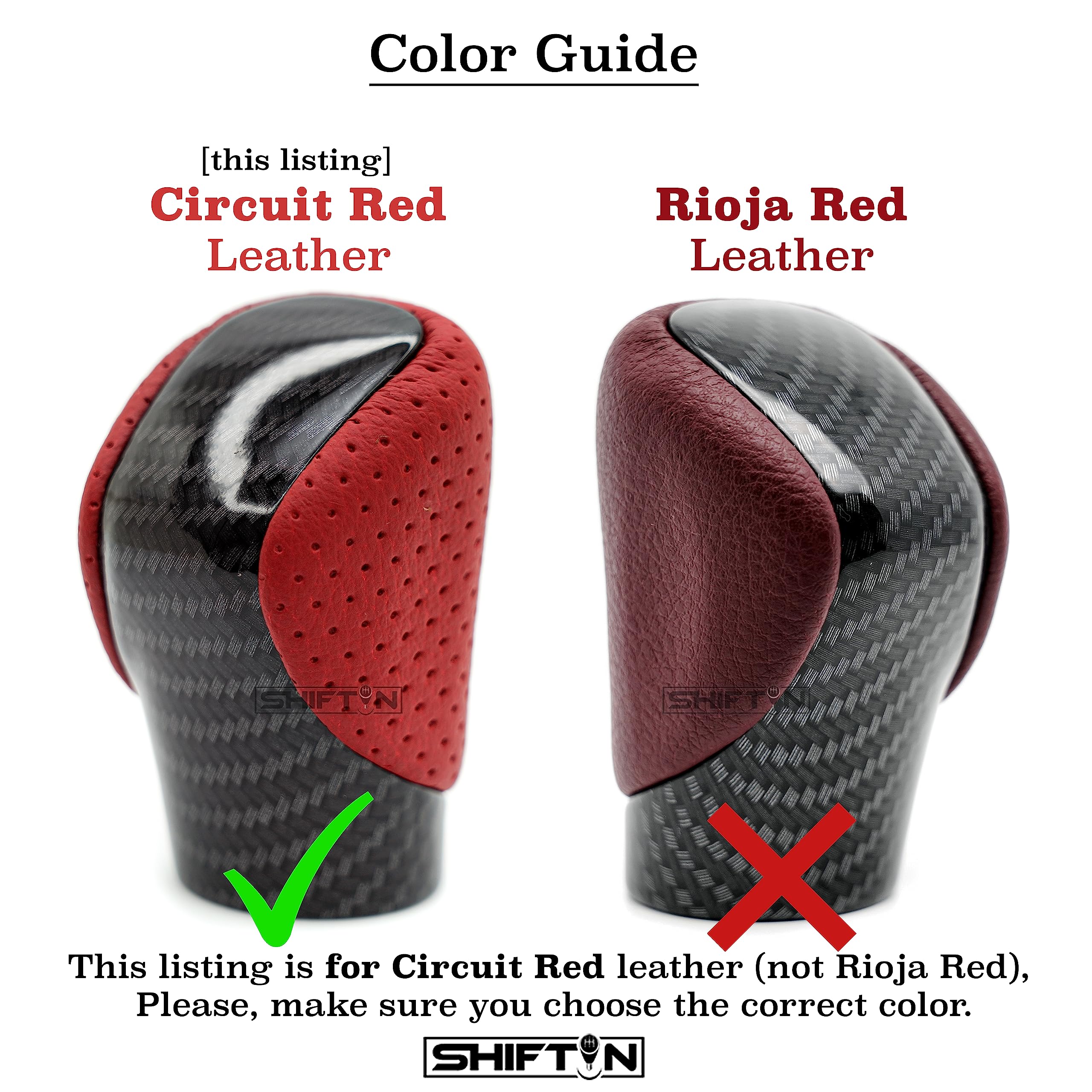 SHIFTIN Gear Shift Knob Shifter for Lexus ES GS GX is NX RC RX 200t 300 350 3450h 450hL 350L (Circuit Red Leather/Carbon Fiber P