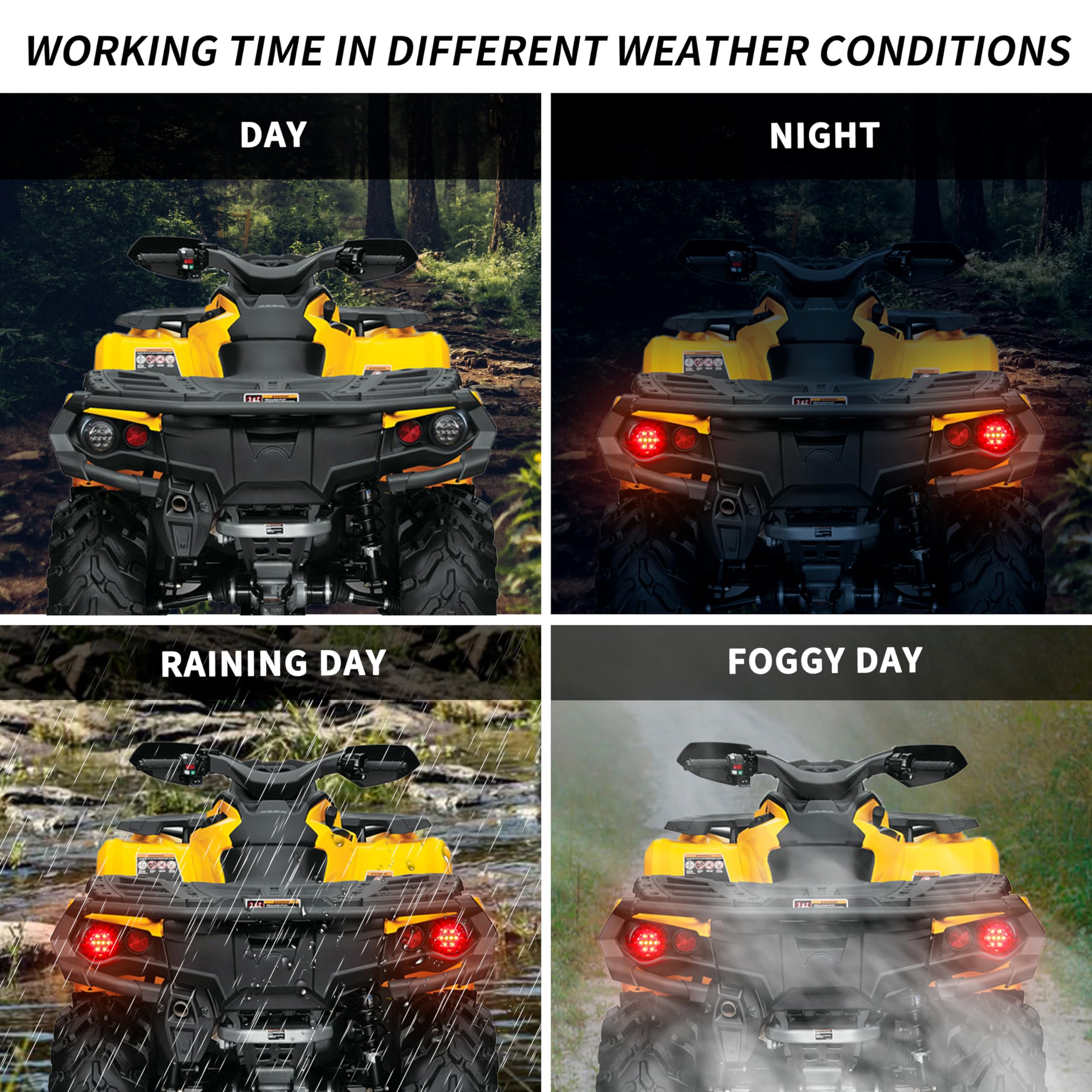 SAUTVS LED Taillights Assembly for Can Am Outlander, Smoked Black Rear Brake Stop Lights Tail Lamps Fit for Can-Am Outlander/Com