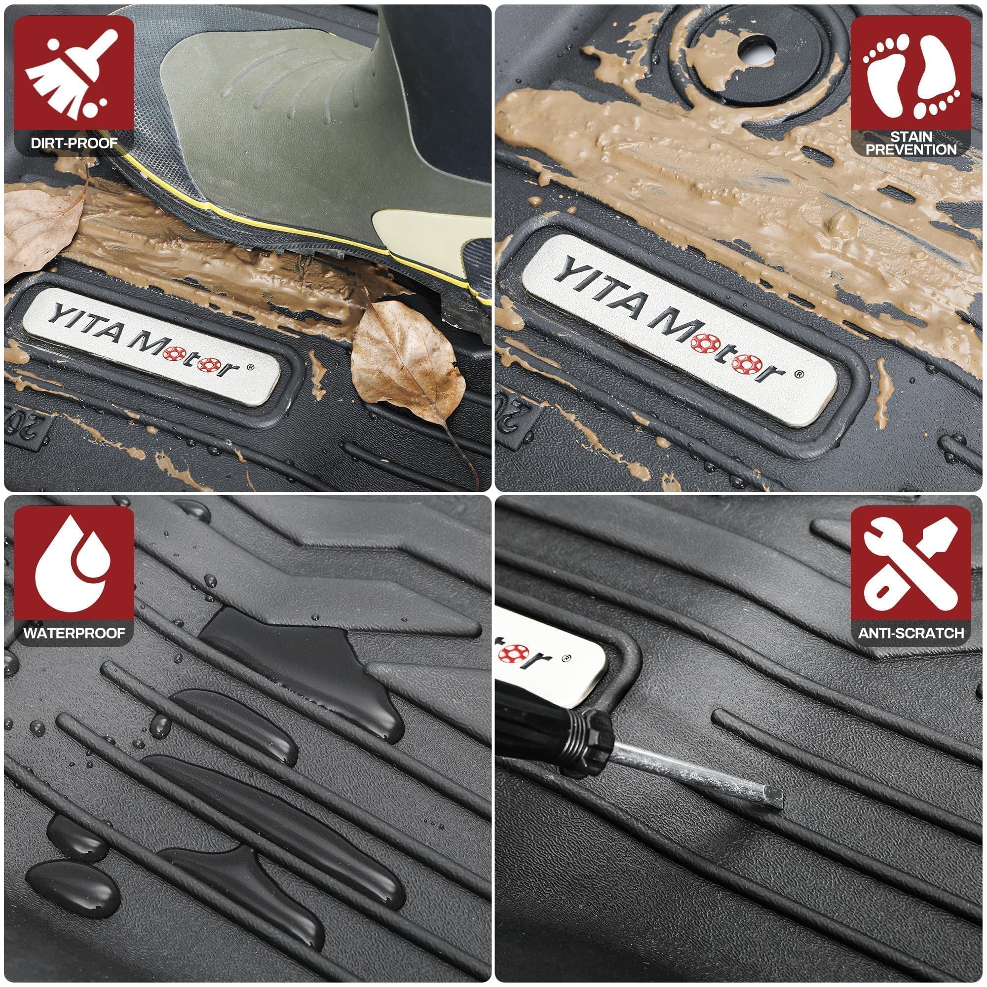 Yitamotor Floor Mats Fit For 2022-2025 Ford Maverick Hybrid, Custom Fit Maverick Car Mats, All-Weather Tpe Front And Rear Row Fl