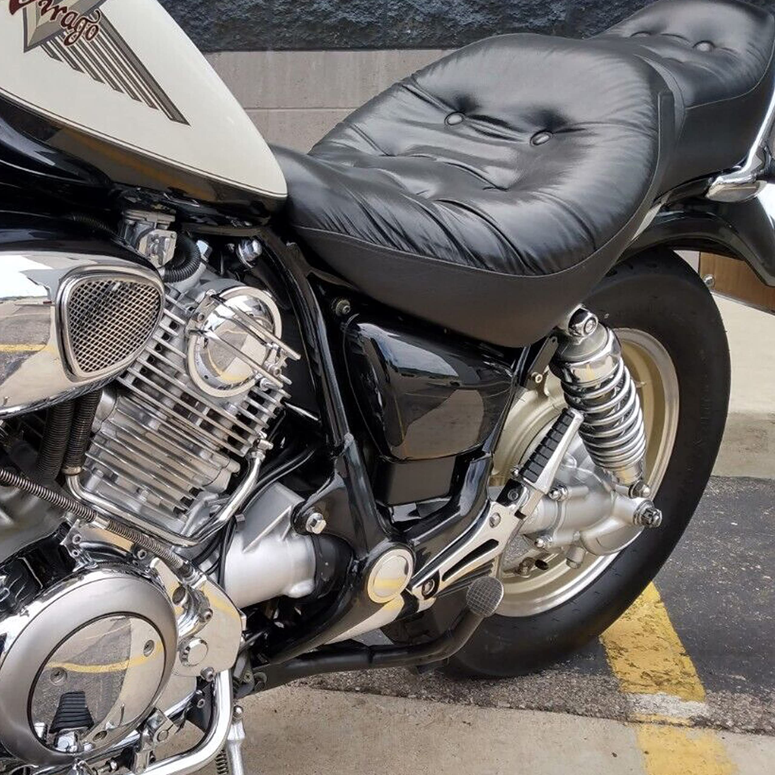 ECOTRIC Motorcycle Black Panel Battery Cover Fairing Compatible with 1984-Up Yamaha XV 700 750 1000 1100 Virago Battery Side Fairing Cover Protection (Left Side)