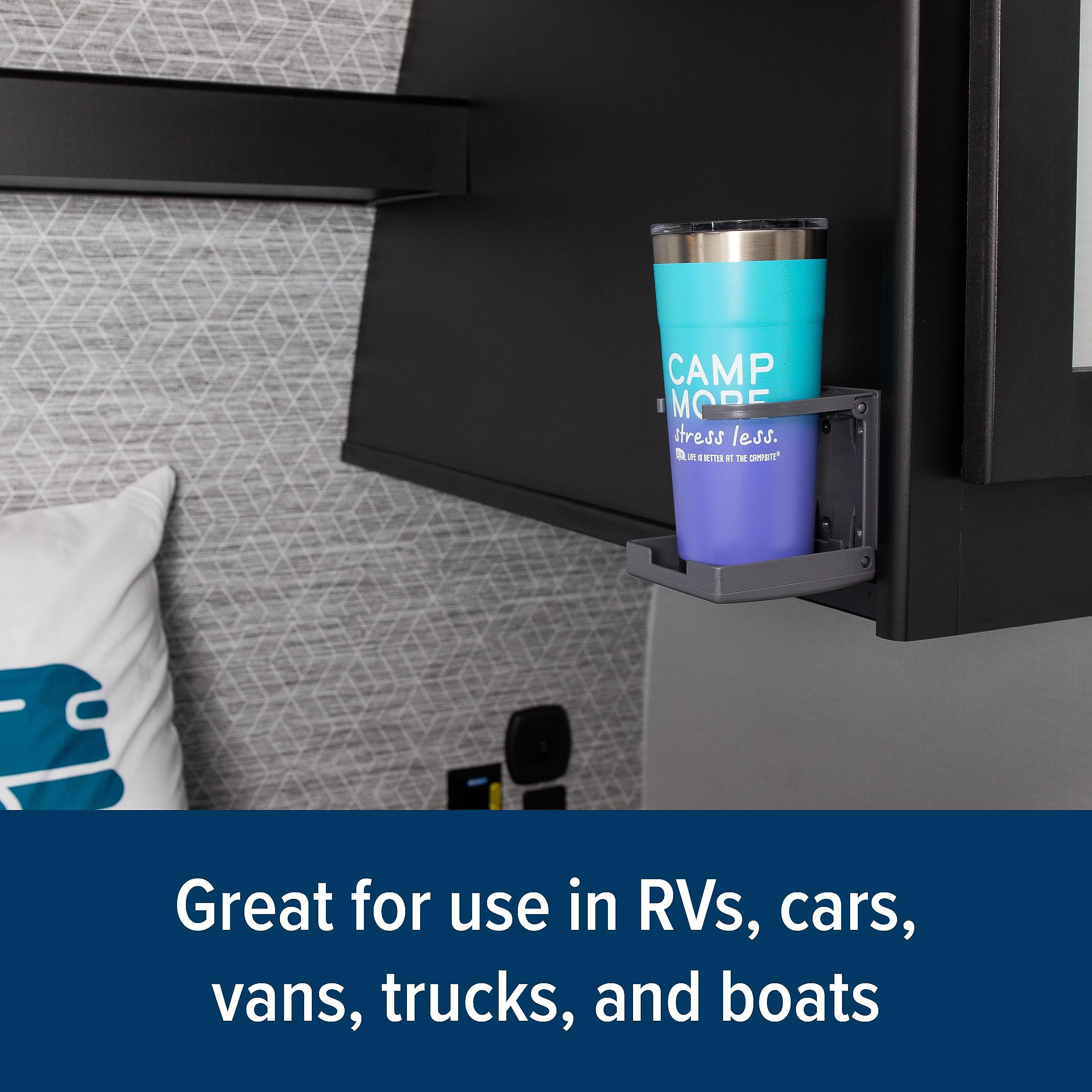 Camco Camper/Rv Drink Holder - Features Adjustable Space-Saving Design & Holds Almost Any Size Mug, Cup, Bottle Or Can - Extra C