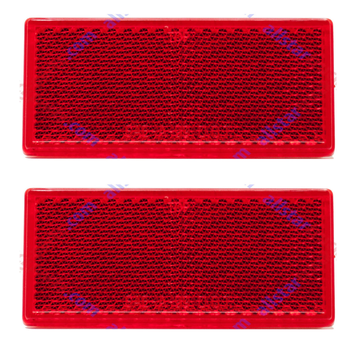 [All Star Truck Parts] 3-1/8' Rectangular Stick On Reflector - Trailers, Trucks, Automobiles, Mail Boxes, Boats, Suv'S, Rv'S, Industrial Strong Adhesive Dot/Sae Approved (Red, 2)