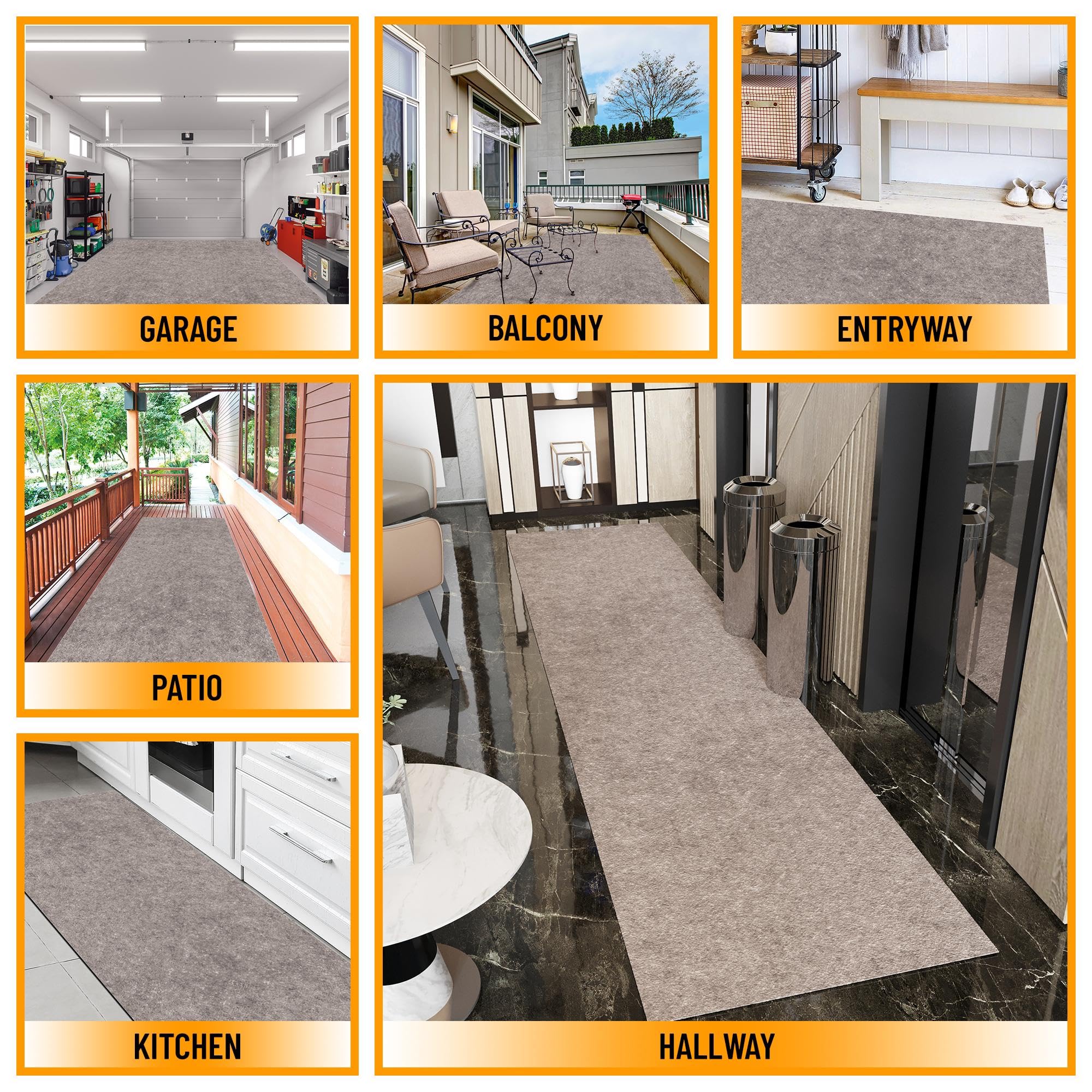 Ottomanson Solid Design Non-Slip Rubberback 3X22 Indoor/Outdoor Runner Rug For Hallway, Kitchen, Living Room, Garage, Patio, 3'