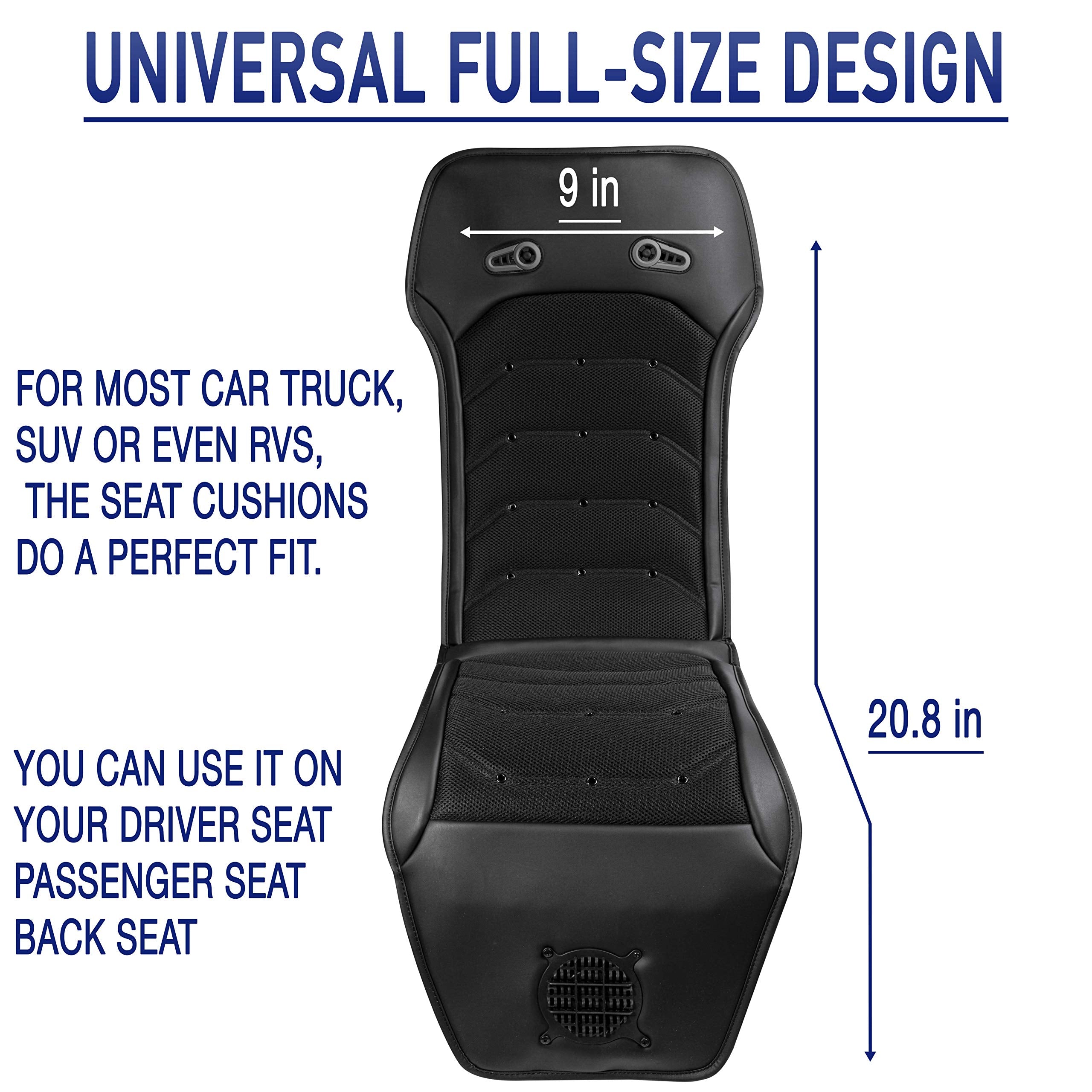 Cooling Car Seat Cushion Cover - 12V Air Ventilated Cooling Seat Cover for Car, Ventilate Breathable Home and Office, Back Comfort, Air Flow Perfect for Hot Weather