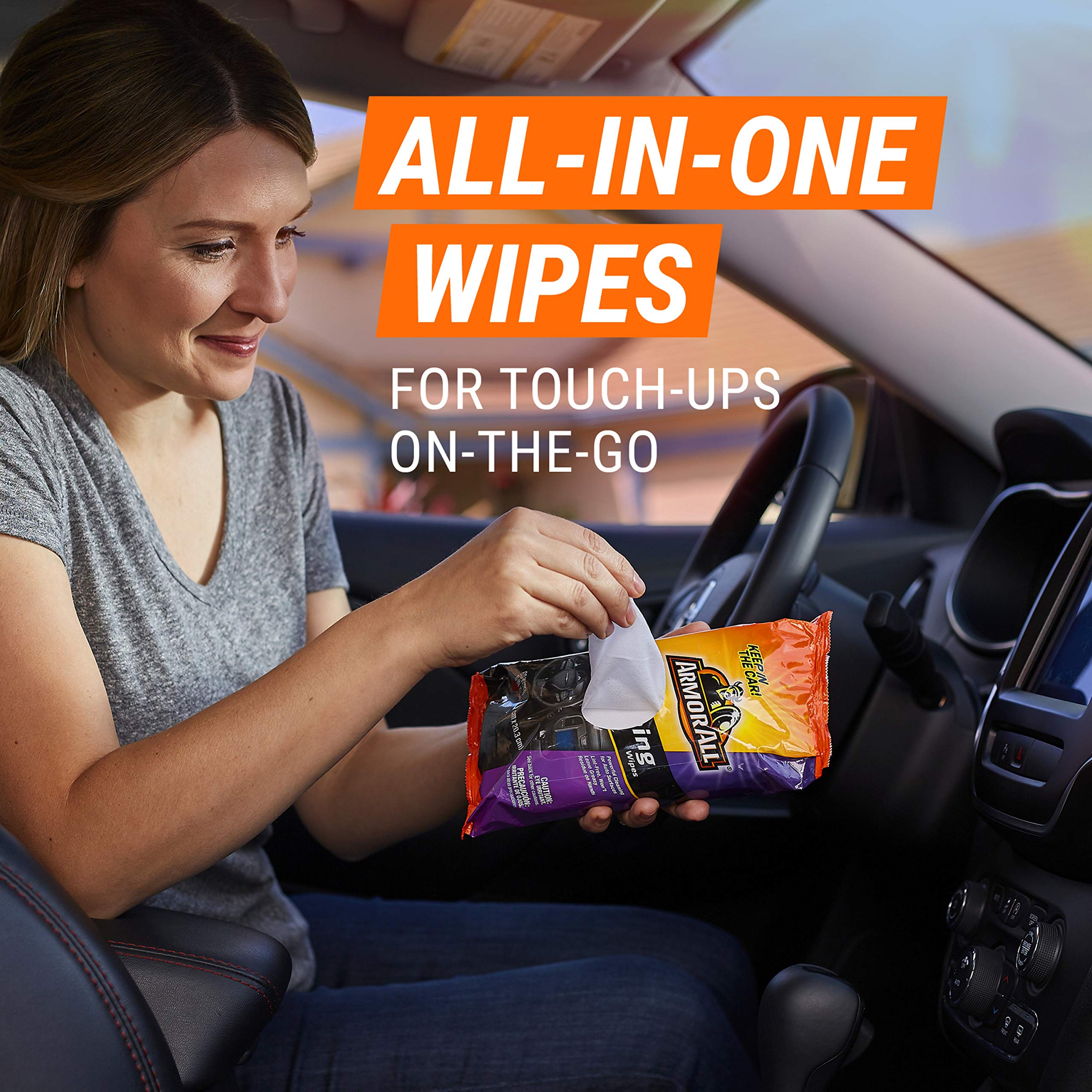 Armor All Car Interior Cleaner Wipes, Interior Cleaning Wipes For Cars, Trucks, Motorcycles, 60 Each