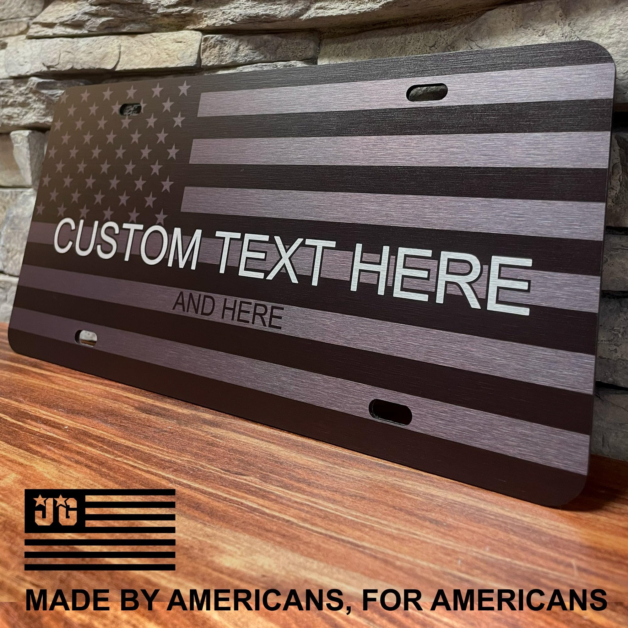 Jass Graphix Personalized Tactical American Flag License Plate - Custom Made In The Usa -Black