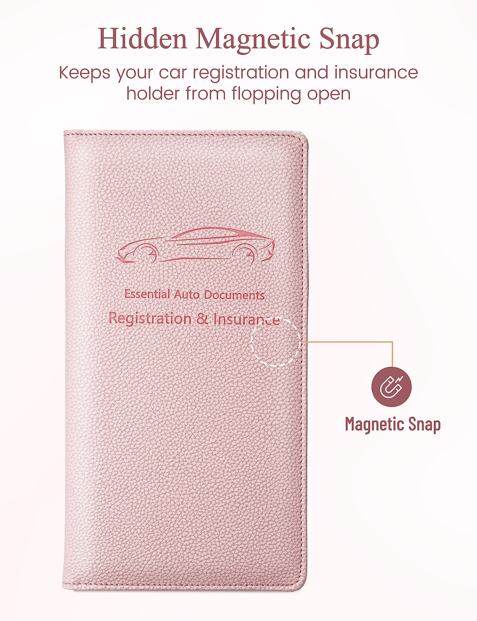 Yarnic Car Registration and Insurance Holder, Pu Leather Car Registration and Insurance Card Holder Car Document Holder for Card