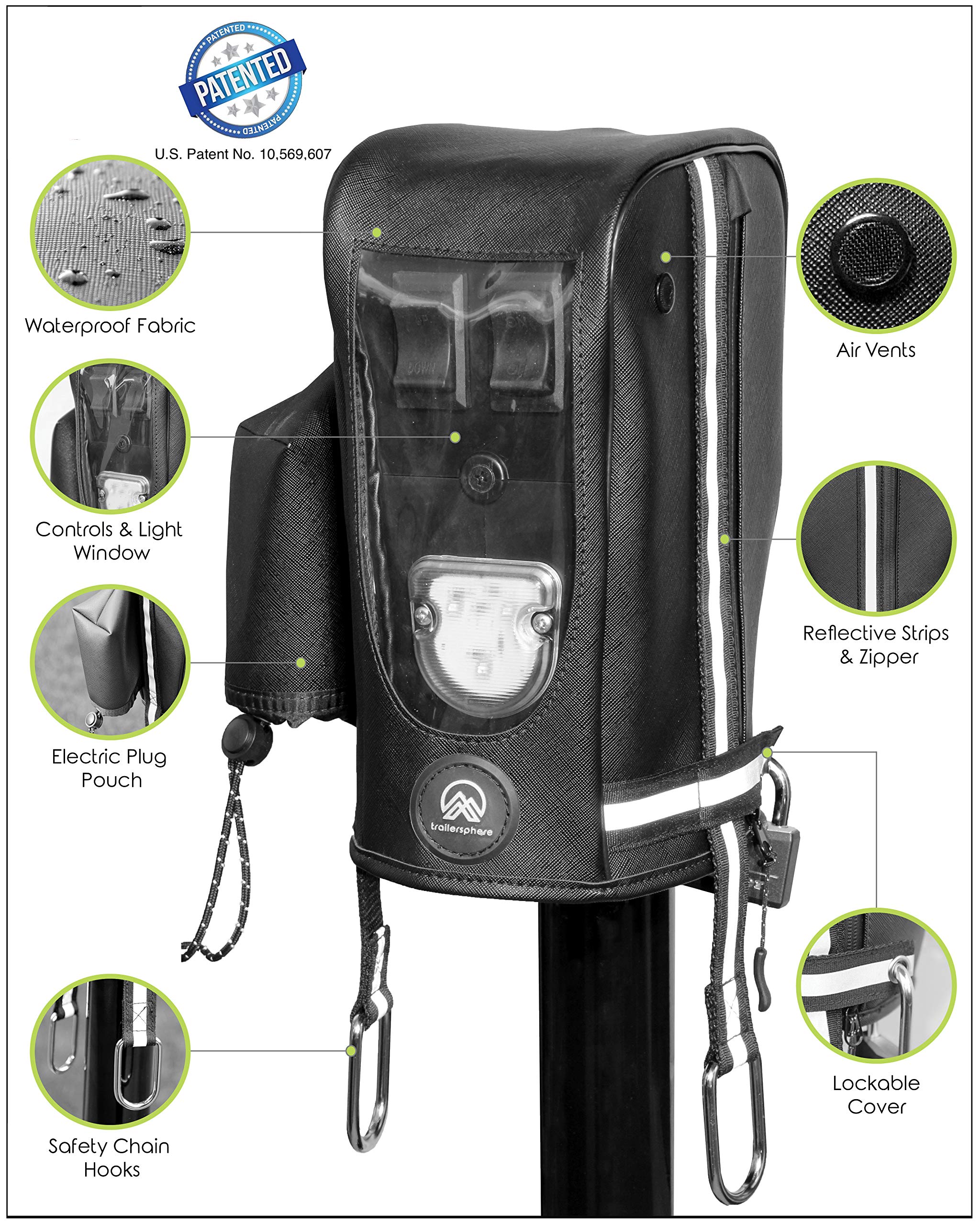 Clever Cover For Fic (1St Generation) Jack By Trailersphere Custom Electric Tongue Jack Cover For Trailer, Rv, Camper, Chains Holder, Plug Protector, Sun And Waterproof (Fic Jack Cover)