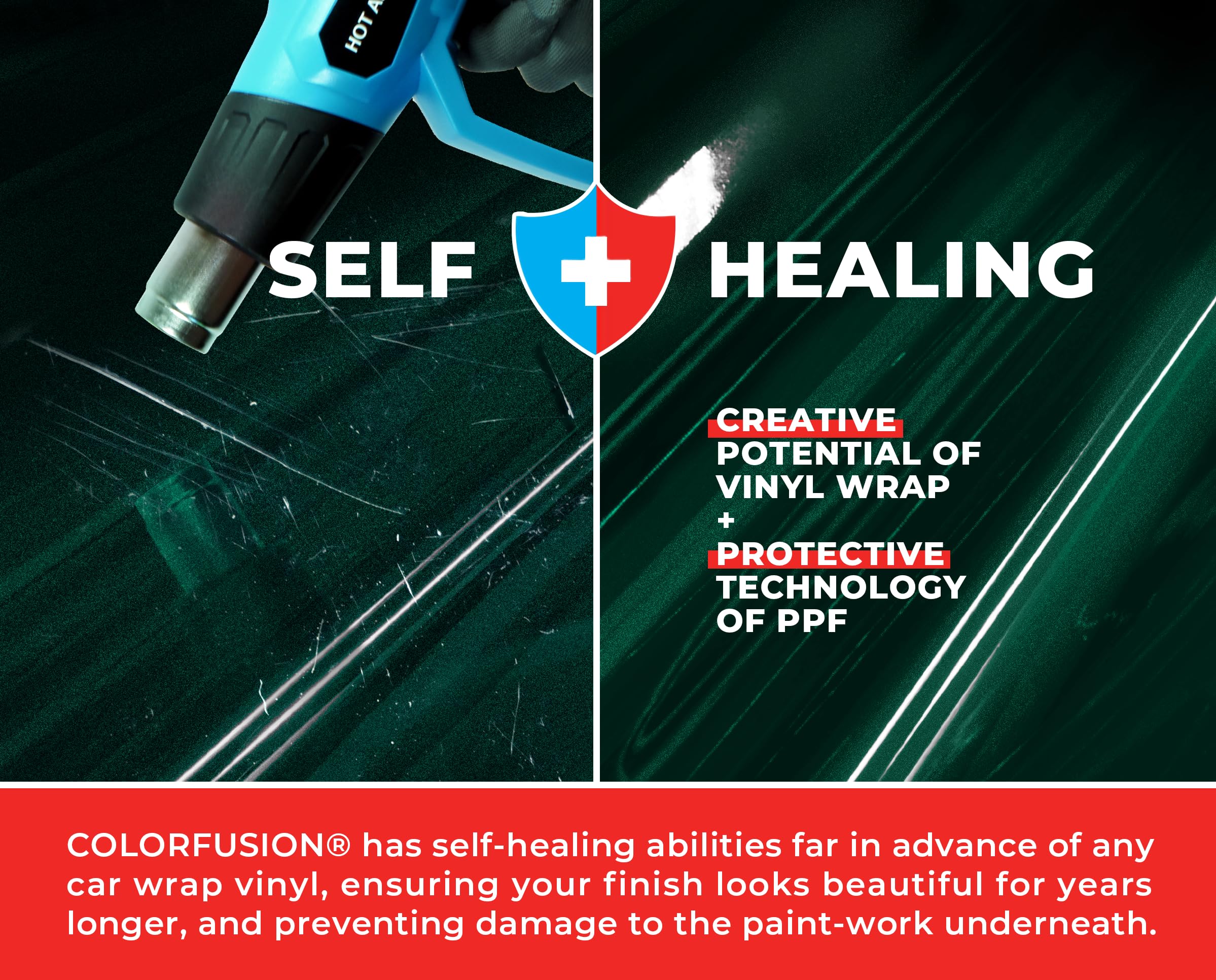 Colorfusion Ppf By Vvivid, Gloss Shadow Green Dry Apply Ppf Vinyl Car Wrap Roll 10Ft X 5Ft