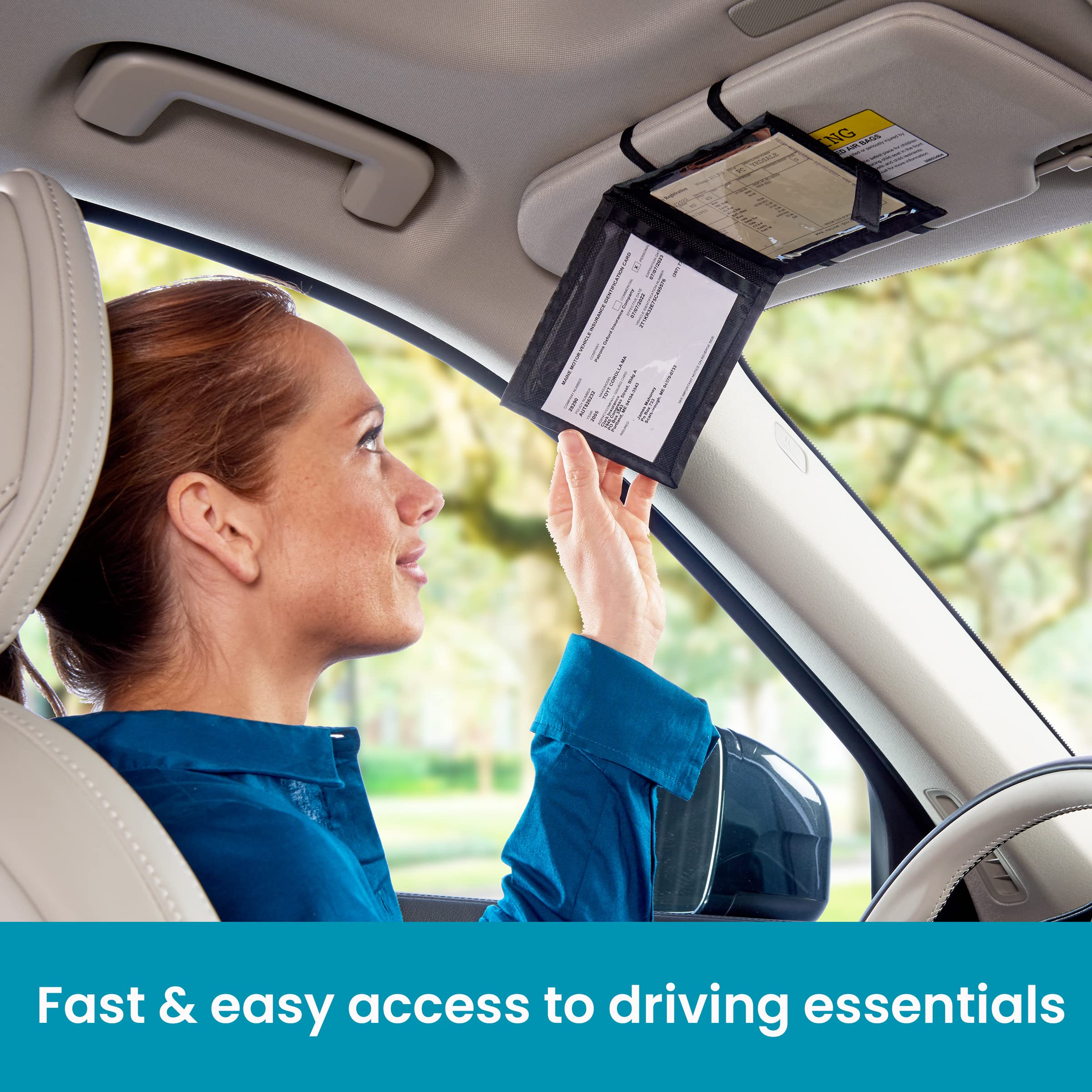 High Road Car Registration And Insurance Card Holder For Sun Visor, Glove Box Or Console With 2 Clear Hidden Car Document Pocket