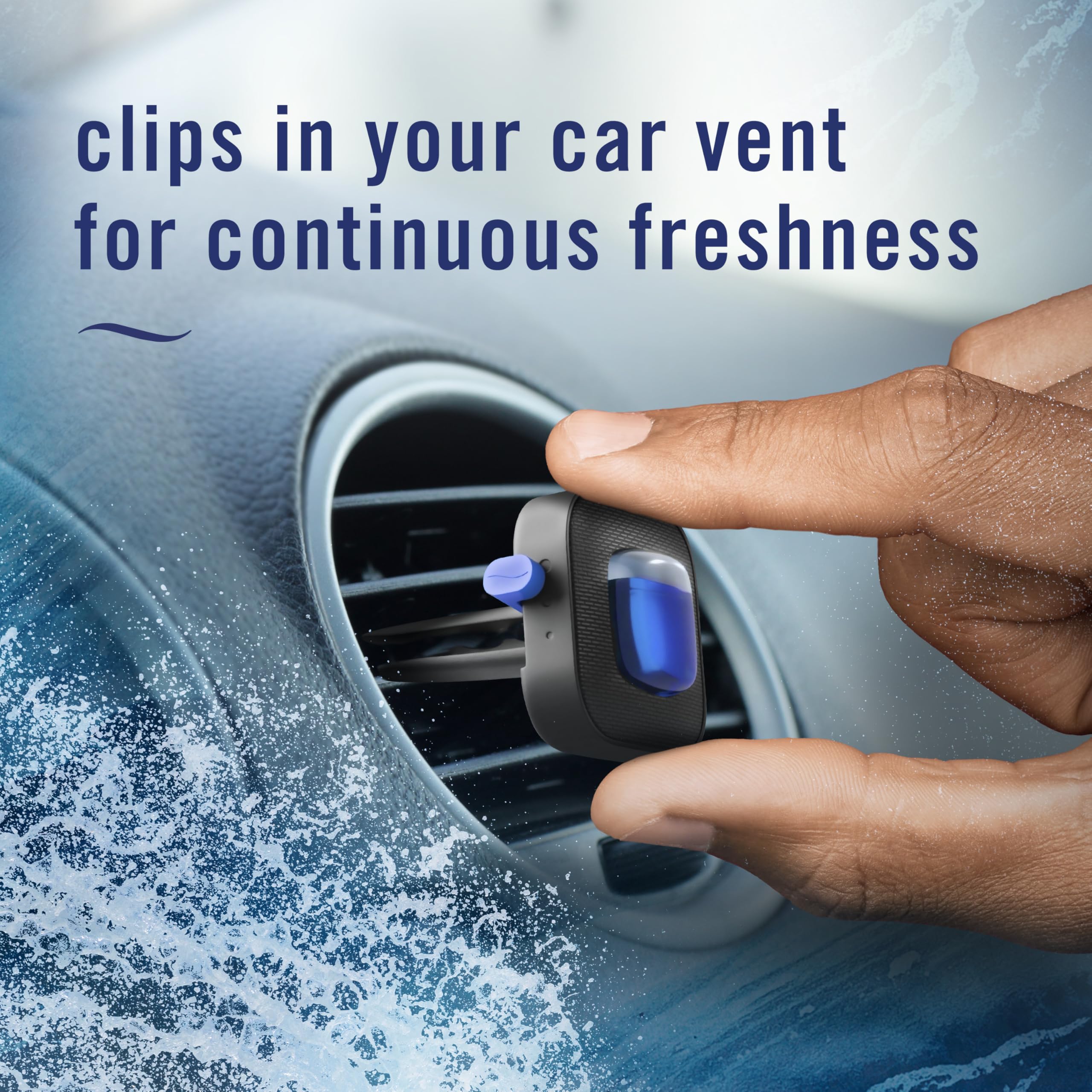 Febreze Car Air Freshener Vent Clip, Ocean Scent, 0.07 Oz, Pack of 4, Blue