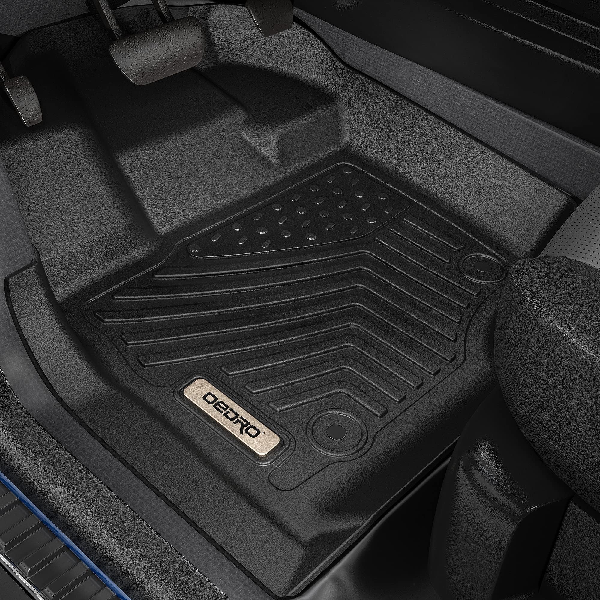 Oedro Floor Mats Fit For 2014-2015 Nissan Altima / 2016-2020 Nissan Maxima, Unique Black Tpe All-Weather Guard Includes 1St And