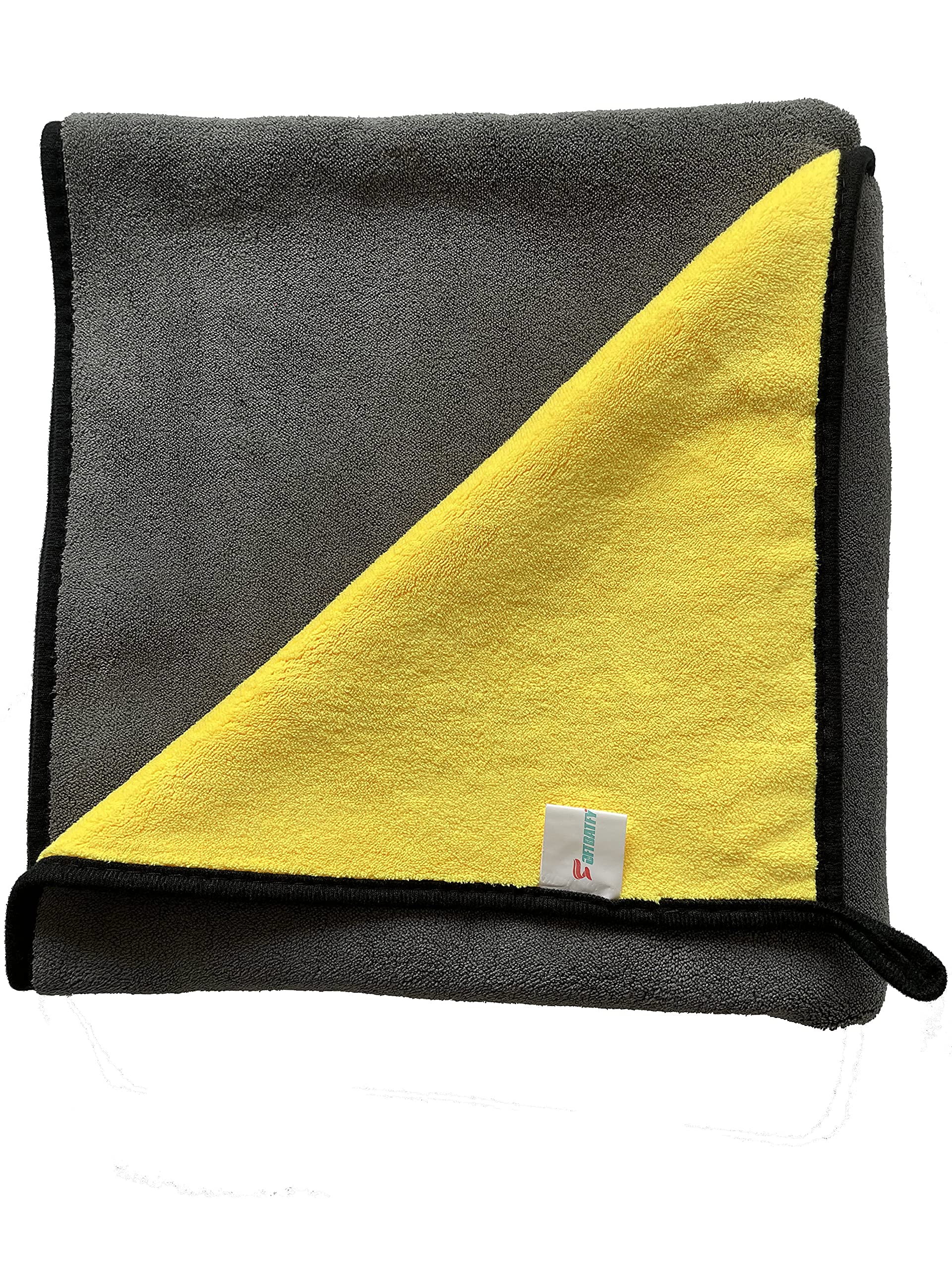 Softbatfy Large Microfiber Drying Towel For Car, Drying Microfiber Xl Towel 800Gsm Automotive No Scratch Lint Free Drying Cloth For Entire Vehicle (36 X 24Inches,Grey-Yellow,1Pack)