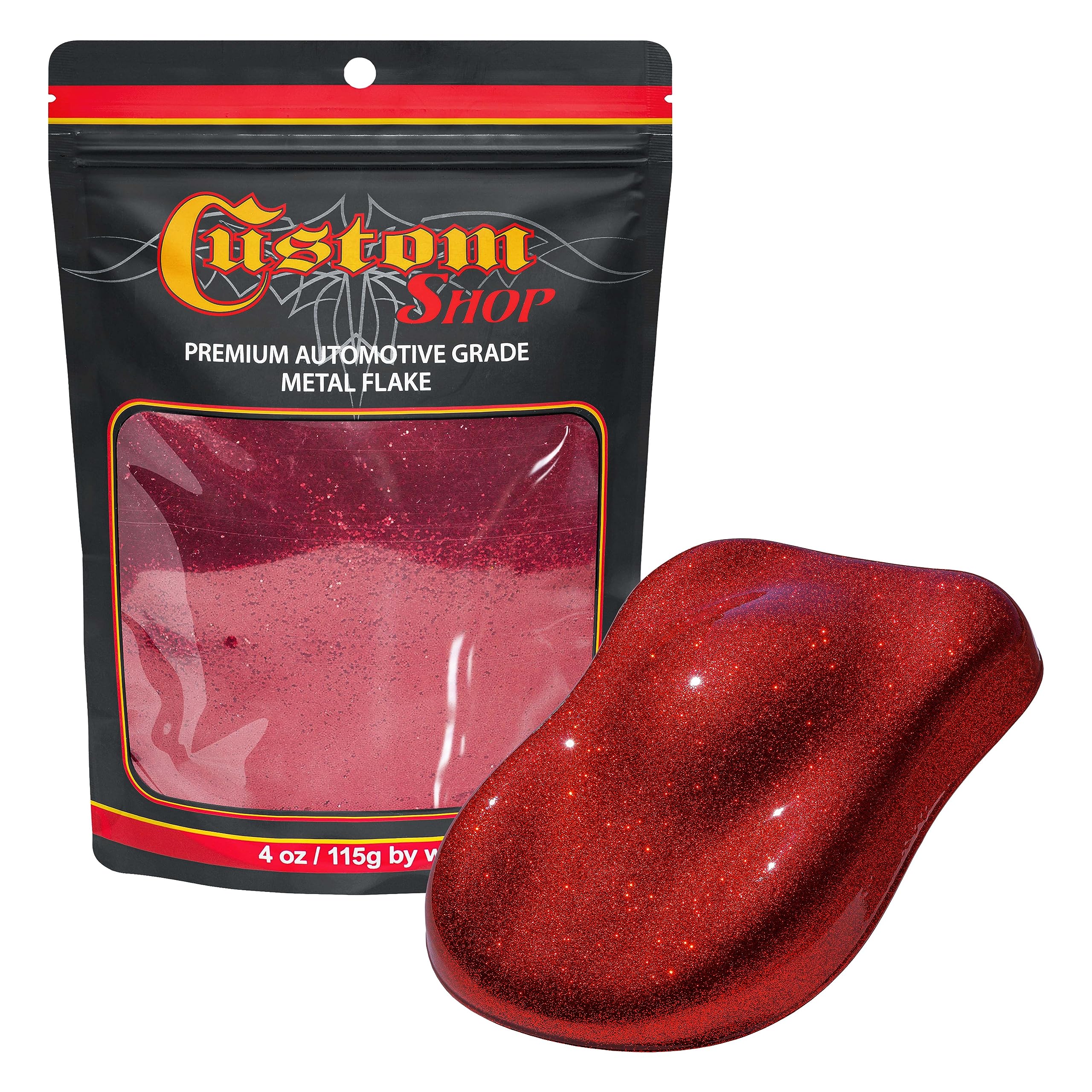 Custom Shop - Fire Red - 4-Ounces of Large Metal Flake .025'' 625 Micron Size - Premium Automotive Grade Flake, UV, Fade & Solve