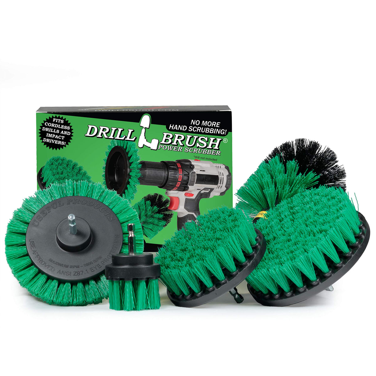 Electric Spin Scrubber Drill Power Kitchen Scrub Brush Green Kit - Cleaning Supplies For Kitchen Accessories - Drill Scrubber At