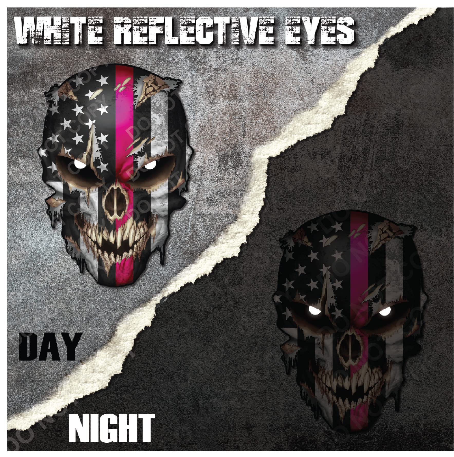 Thin Pink Line Skull With Reflective Eyes Breast Cancer Survivor Window Sticker Vinyl Decal Flag Susan G Koman Cancer Sucks Dirt