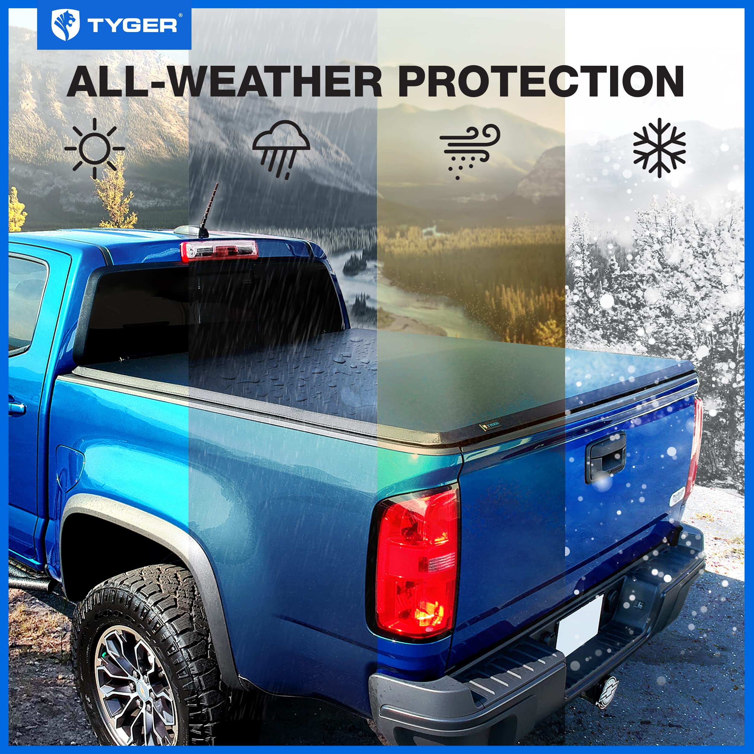 Tyger Auto T3 Soft Tri-Fold Truck Bed Tonneau Cover Compatible With 2007-2013 Chevy Silverado / Gmc Sierra 1500; 2007-2014 2500