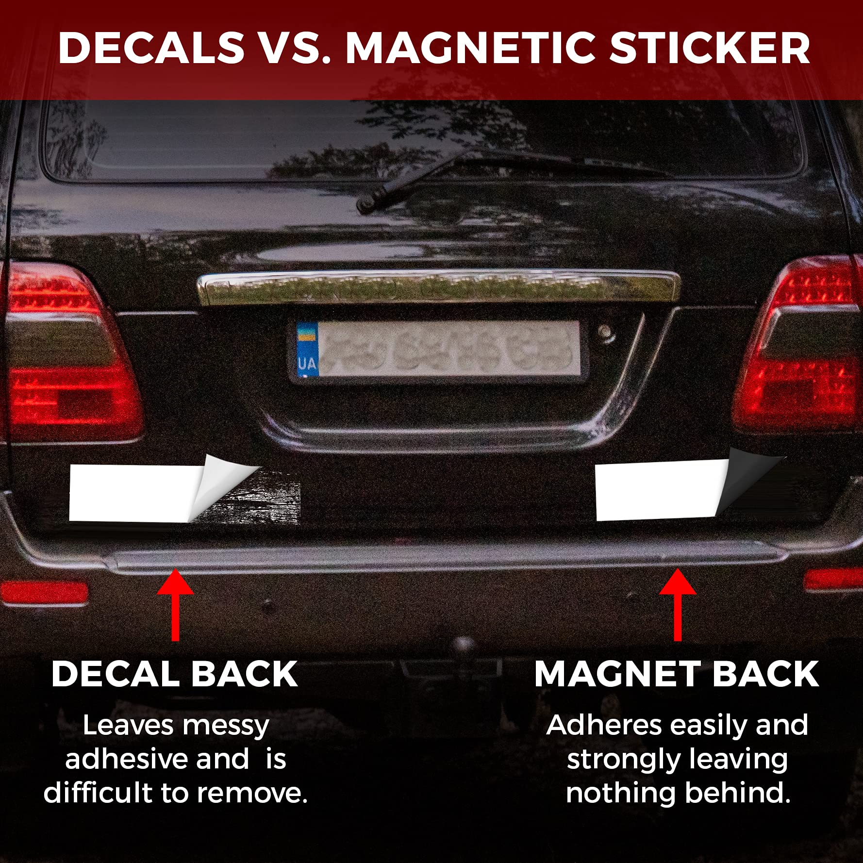GlossyEnd Set of 6 Bumper Sticker Magnets, 12"x4", Flexible Aluminum, Multi Color, Model GE42285