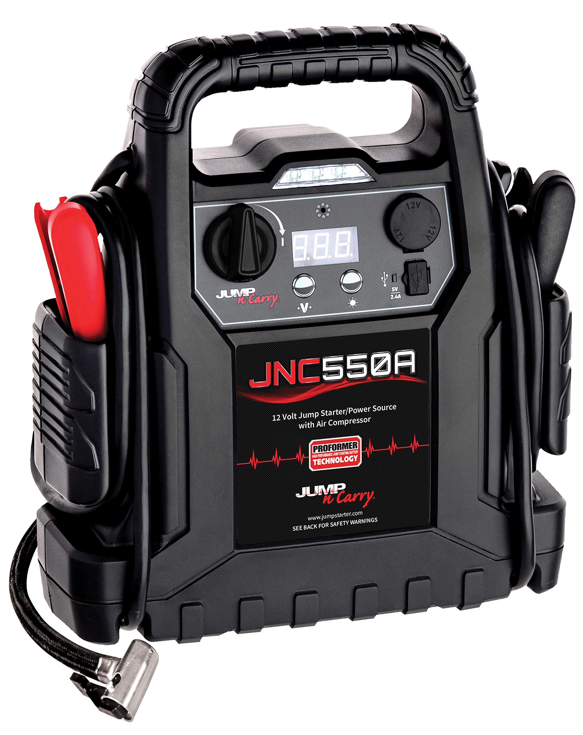 Clore Automotive Jump-N-Carry Jnc550A 1100 Peak Amp Jump Starter With Air Compressor , Black