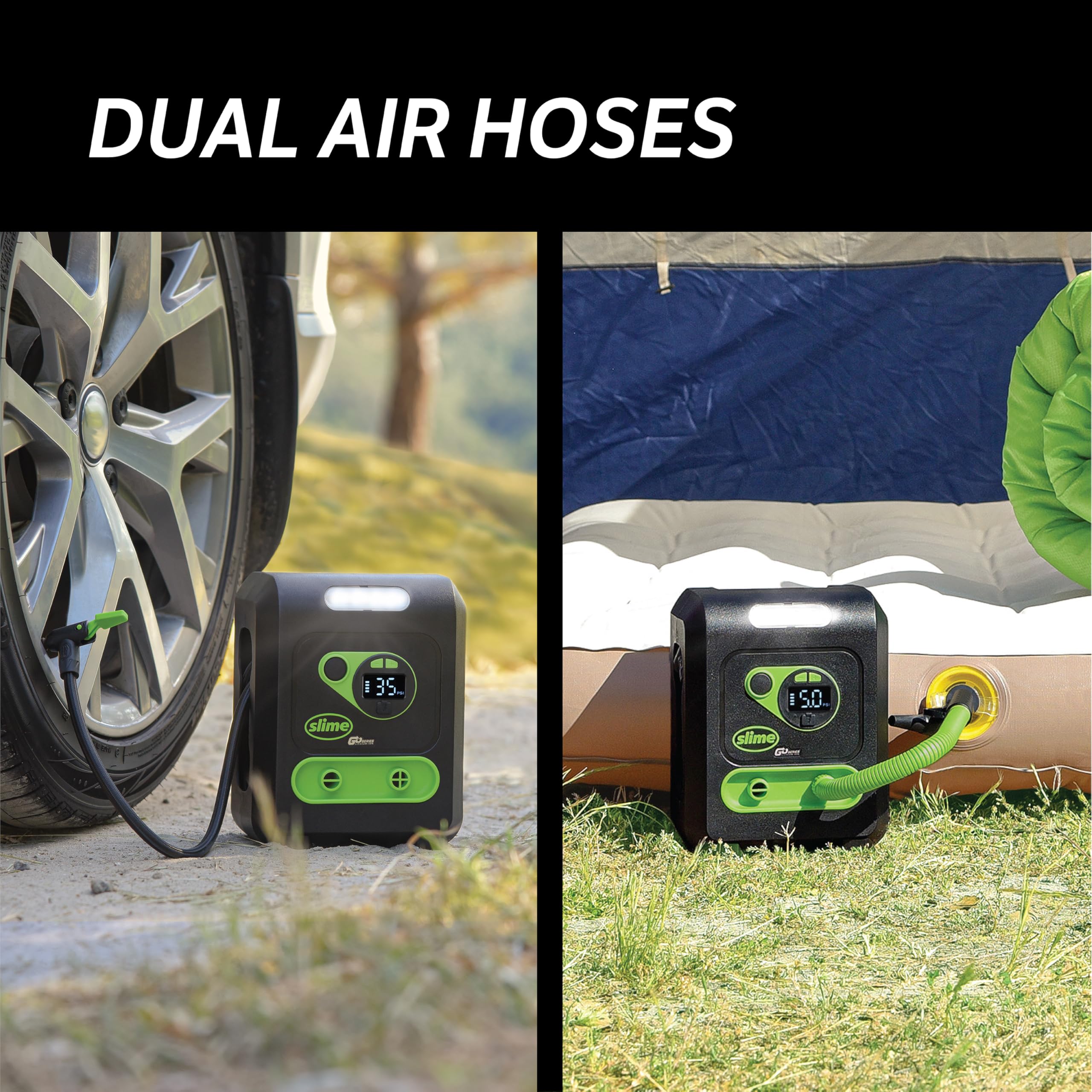 Slime 40085 Tire Inflator, Cordless, Multi-Purpose, Portable Air Compressor Pump, Auto Shut-Off, Lithium Ion Battery and LED Lig