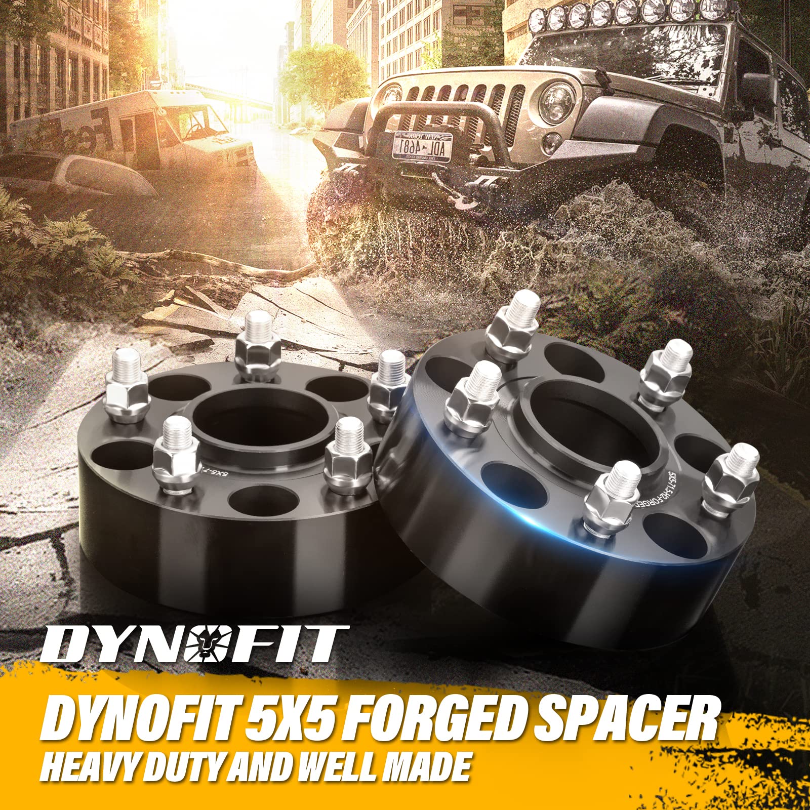 Dynofit 2'' Wheel Spacers For 2007-2018 Wrangler Jk/Jku, 5X5(5X127) Hubcentric 71.5Mm Thread 1/2''-20 For 1999-2010 Grand Cherok
