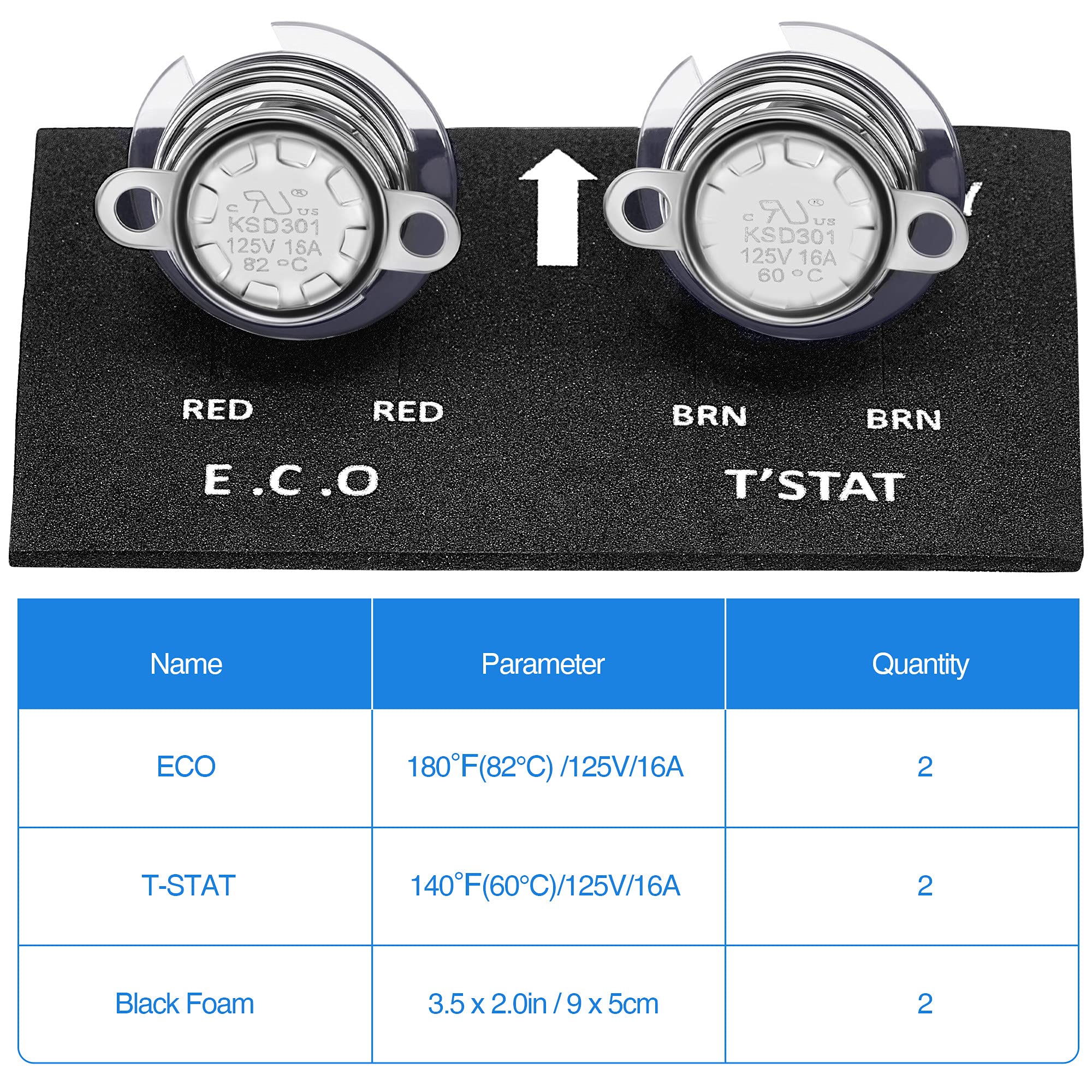 Rv Water Heater Thermostat Replacement Parts Assembly Compatible With Atwood 91447, Eco And T-Stat Parts For Rv Camper Emergency Cutoff Service Kit (2 Set)