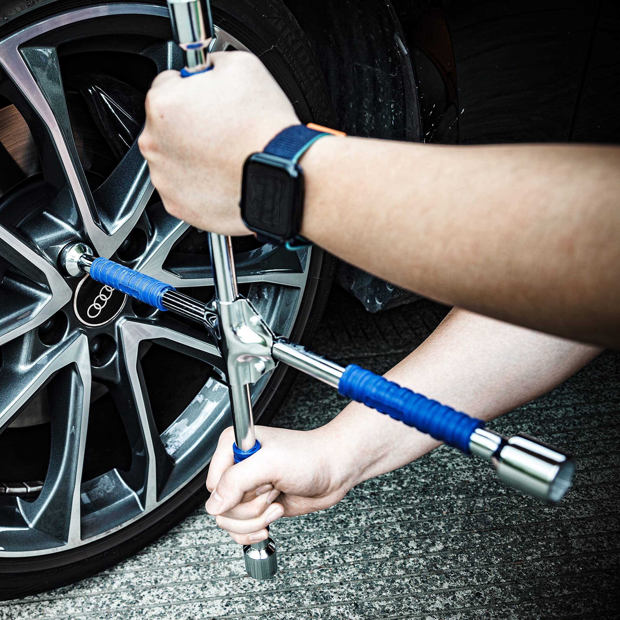 Cartman 16 Inch Universal Heavy Duty Lug Wrench Non Slip 4 Way Tire Iron Wrench