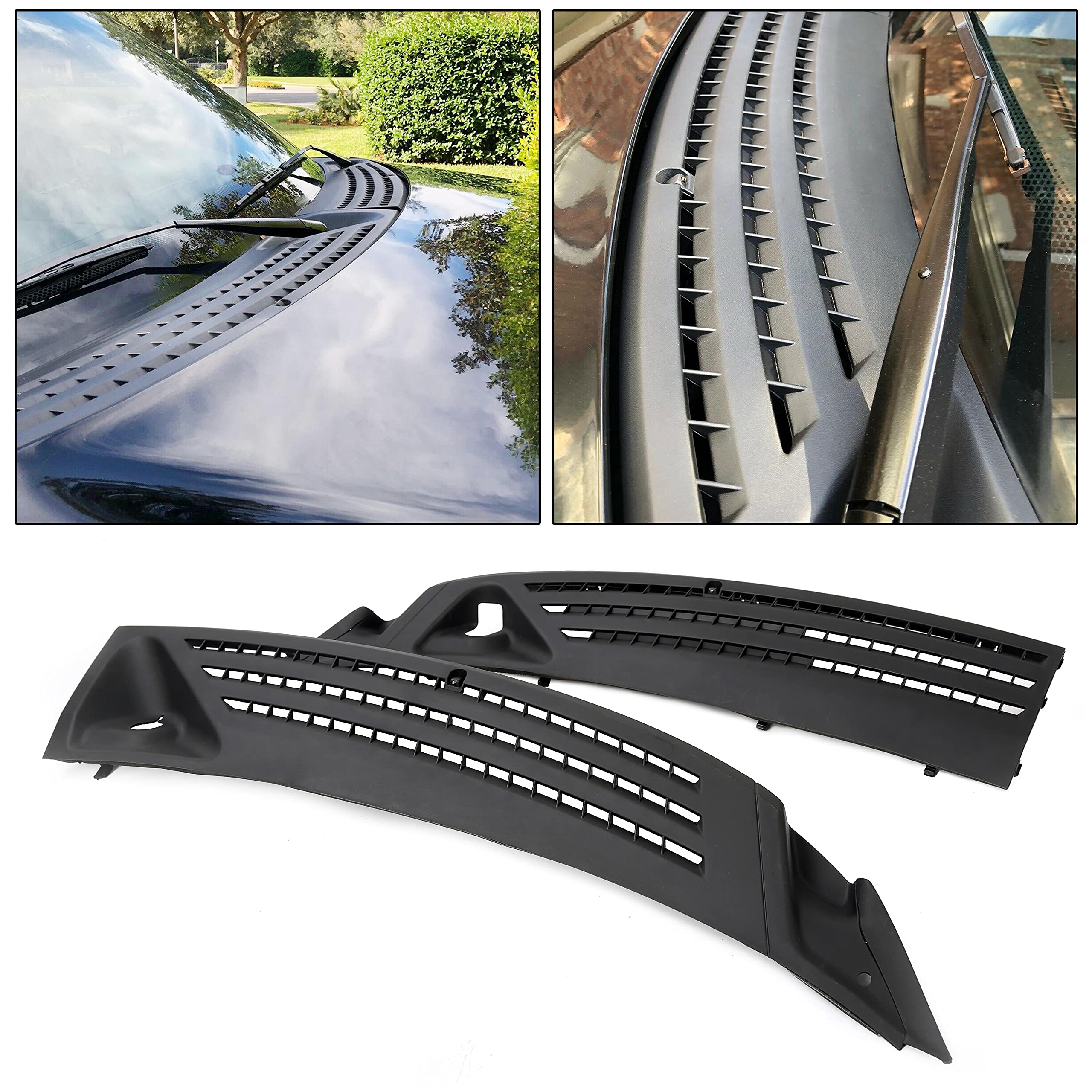 Ecotric Windshield Wiper Cowl Cover Panel Compatible With 2004-2008 Ford F150 2006-2007 Lincoln Mark Lt Outer Window Wiper Cowl Grille Replacement For 4L3Z-15022A69-Aa & 4L3Z-15022A68-Ba