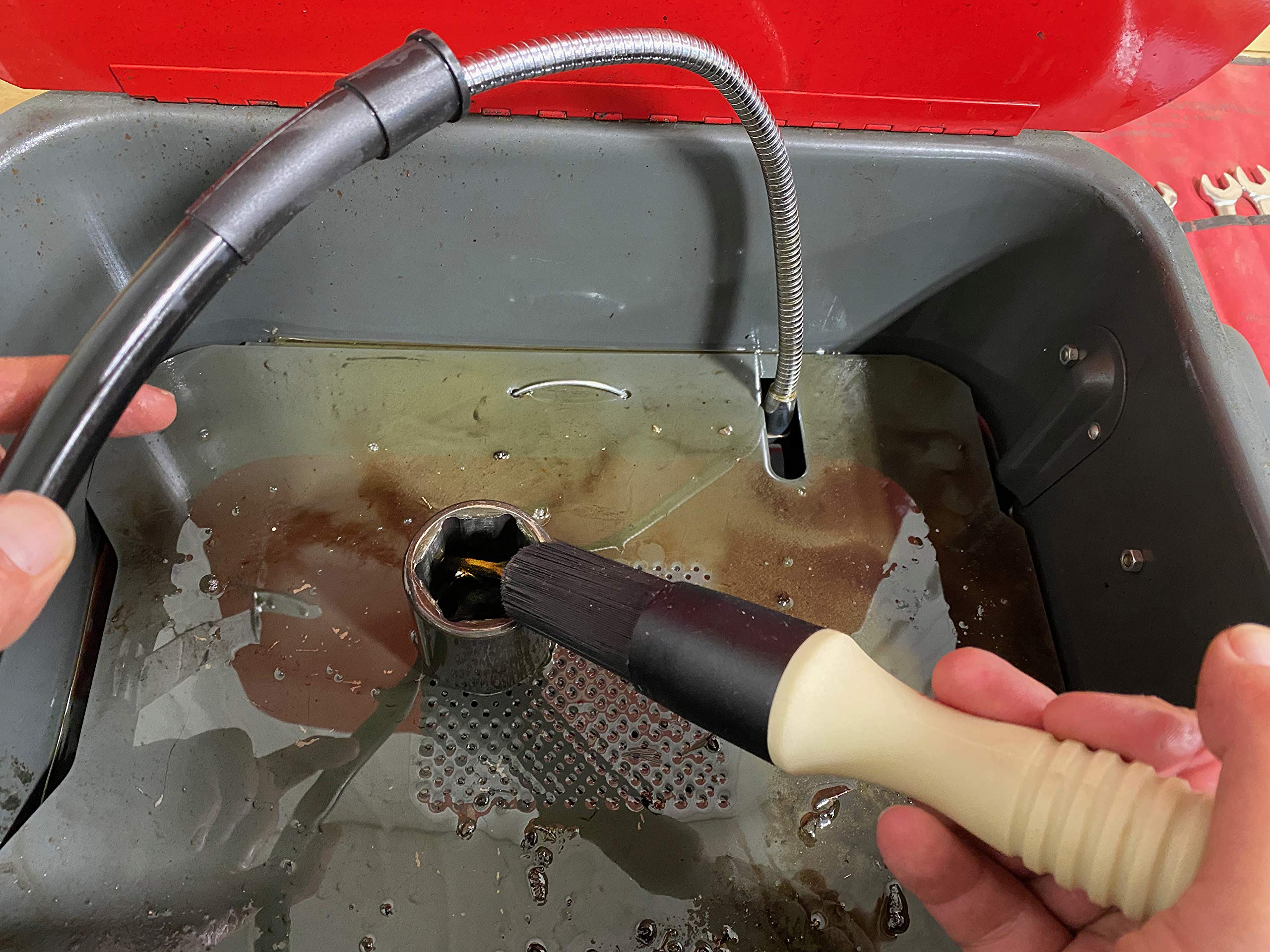 Oriflo With Hose (Or101H) Flow-Thru Parts Washer Brush (10.25 Inches, 4.25 Ounces), 28 Inch Hose Connects To Parts Washer Nozzle