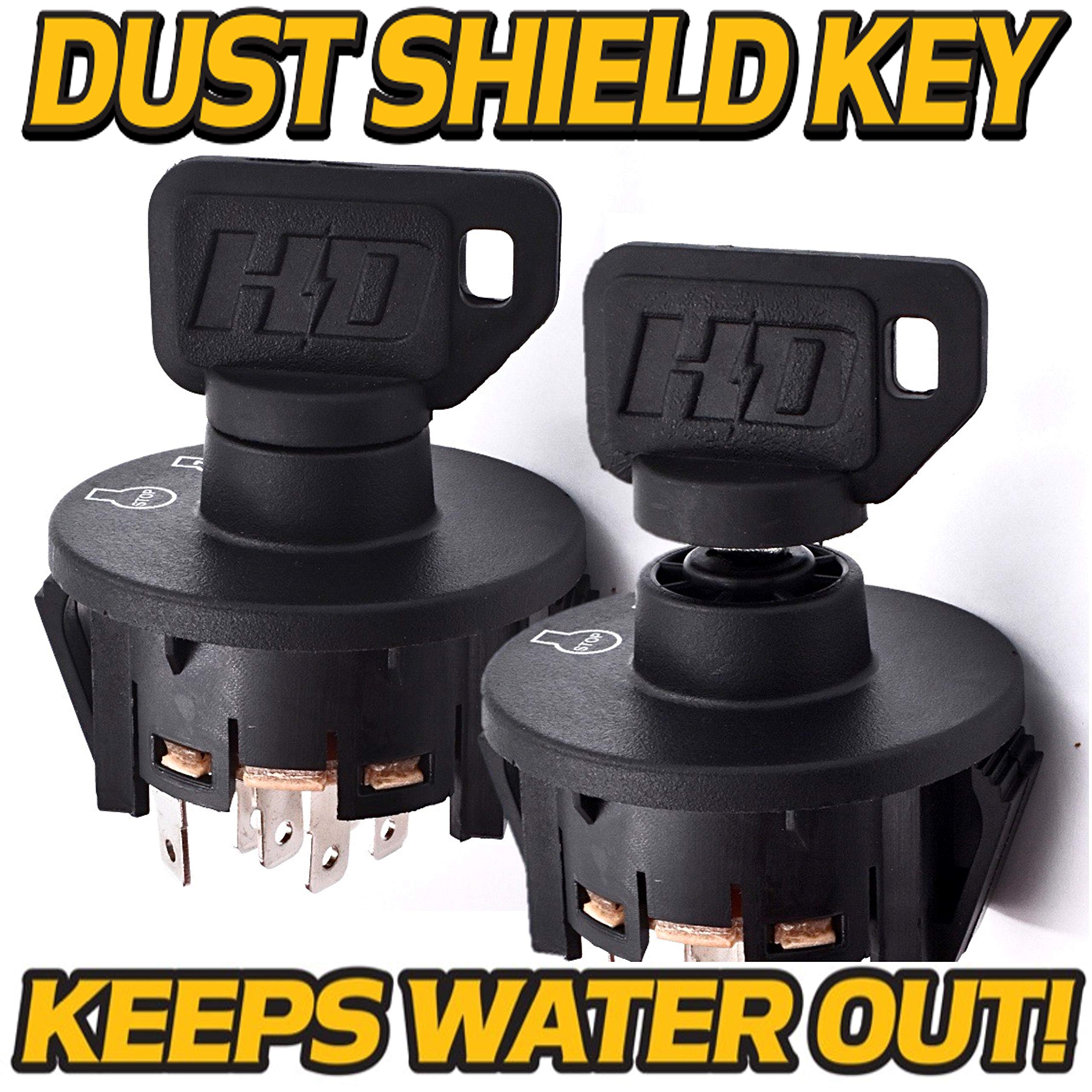 HD Switch Ignition Switch for Kubota Z-Series Mowers - Black with 2 Umbrella Keys & Free Carabiner