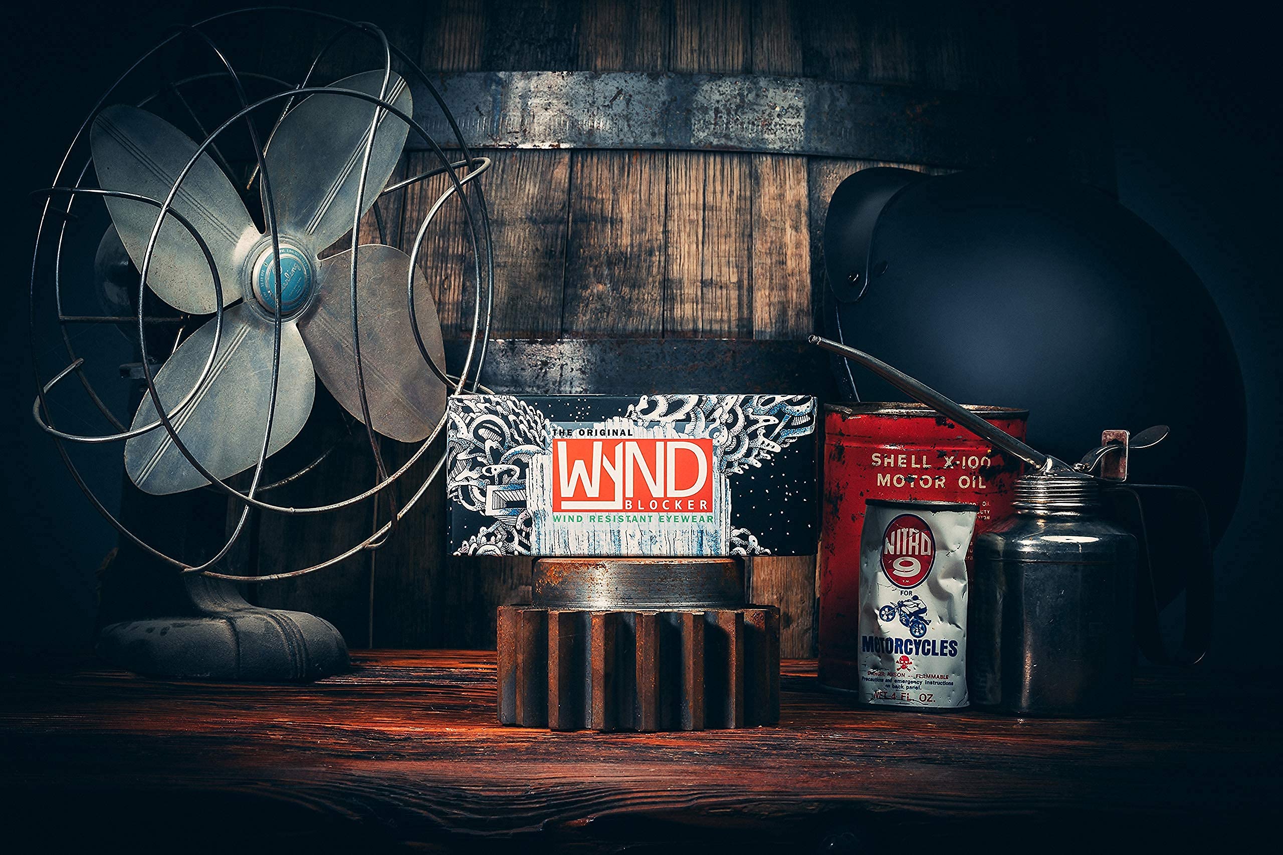 Wynd Blocker Polarized Motorcycle Riding Sunglasses Sports Wrap Glasses, Black, Polarized Smoke