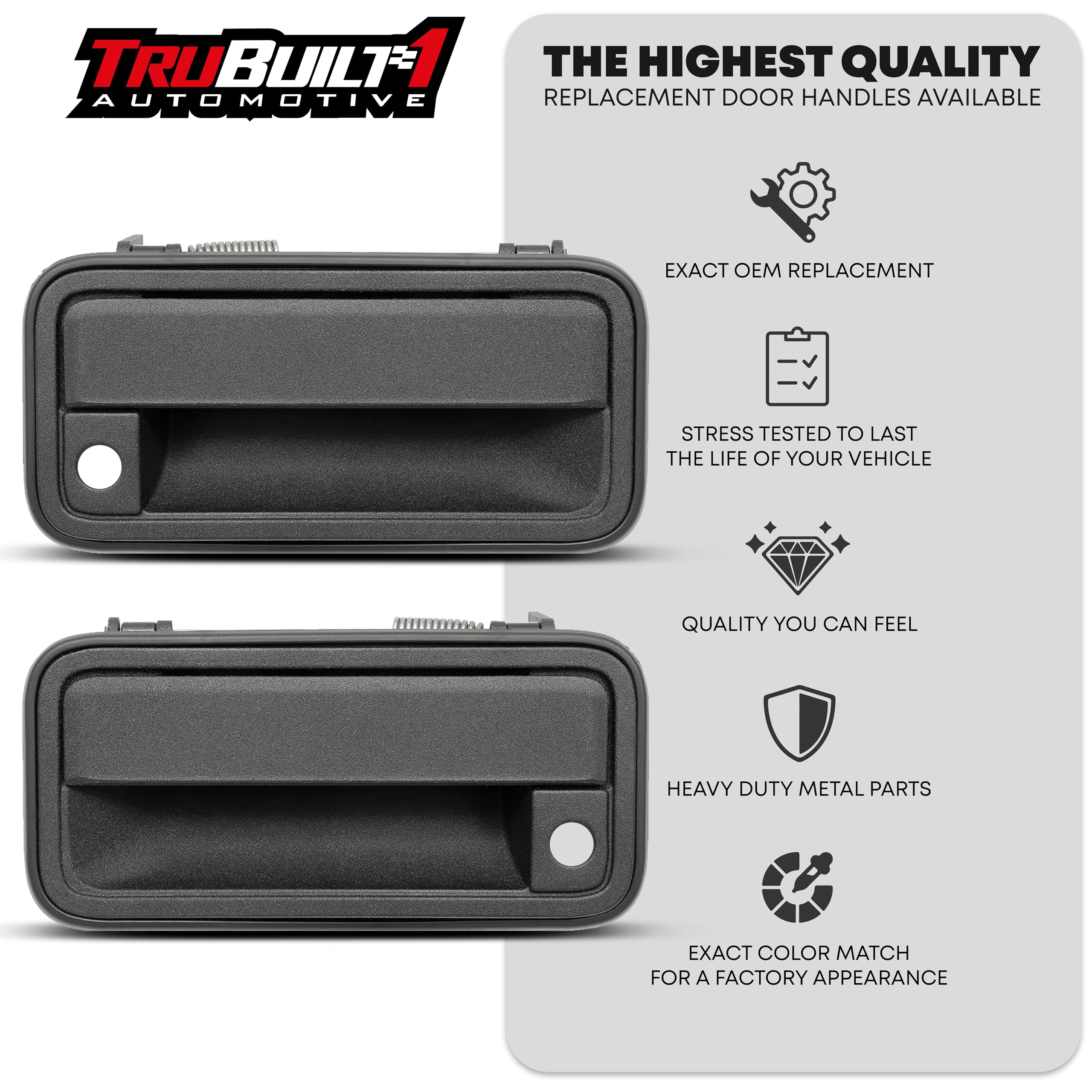 TRUBUILT1 Exterior Door Handle Set - Metal Lever Right & Left - Black - Compatible with 1995-2000 Chevy GMC C/K 1500 2500 3500, Esc