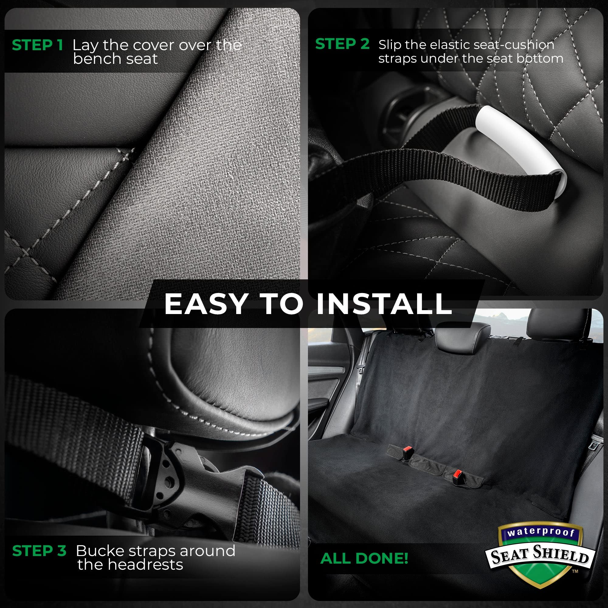 Waterproof Seatshield Washable Backseat Cover- Universal Heavy Duty Non-Slip Back Seat Protector For Kids, Dogs, Pet From Sweat,