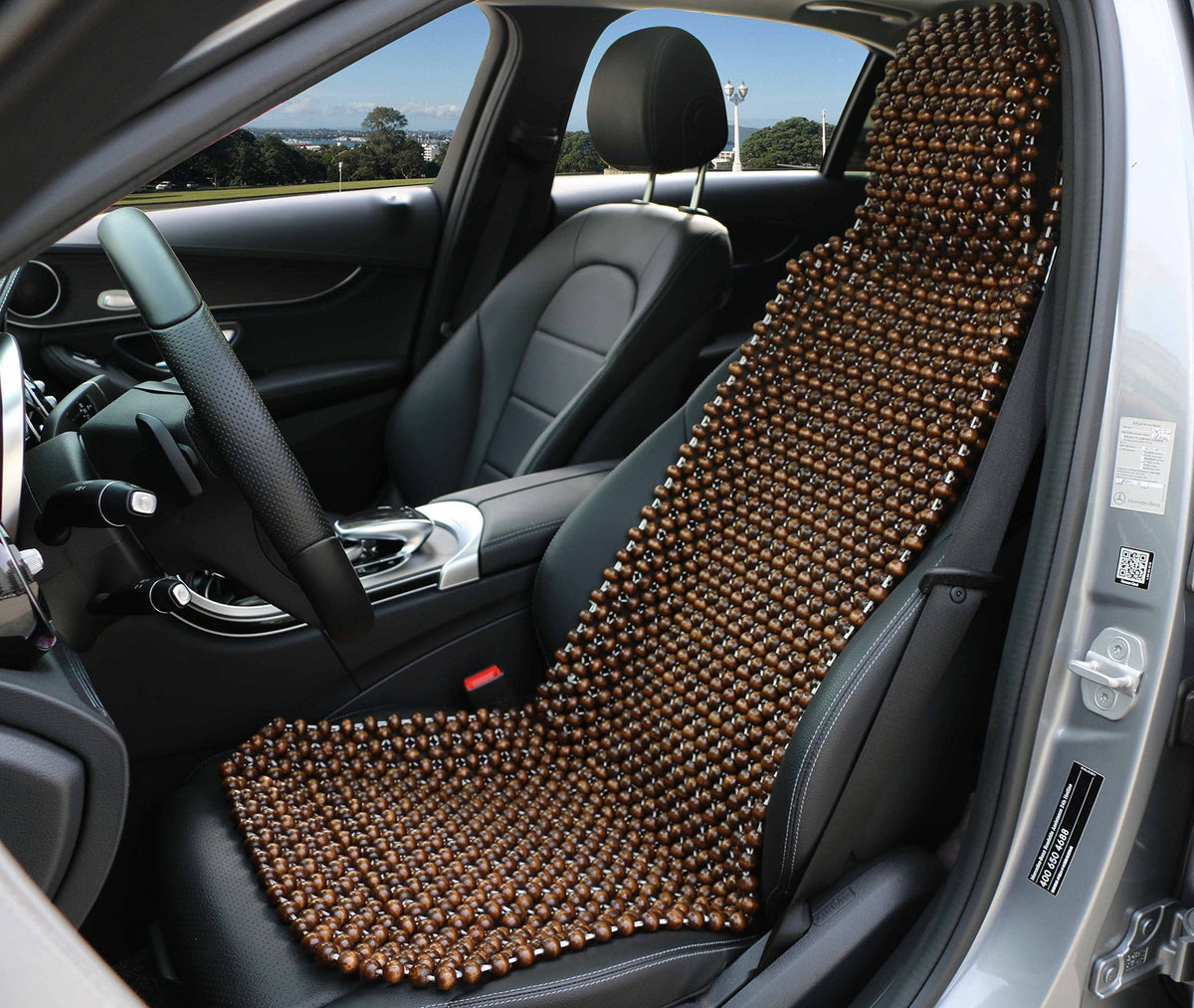Excel Life Natural Wood Beaded Seat Cover Massaging Cooling Cushion For Car Truck. Keeps The Back From Getting Sweaty While Driving. Makes Driving More Bearable And Less Painful On Long Trips