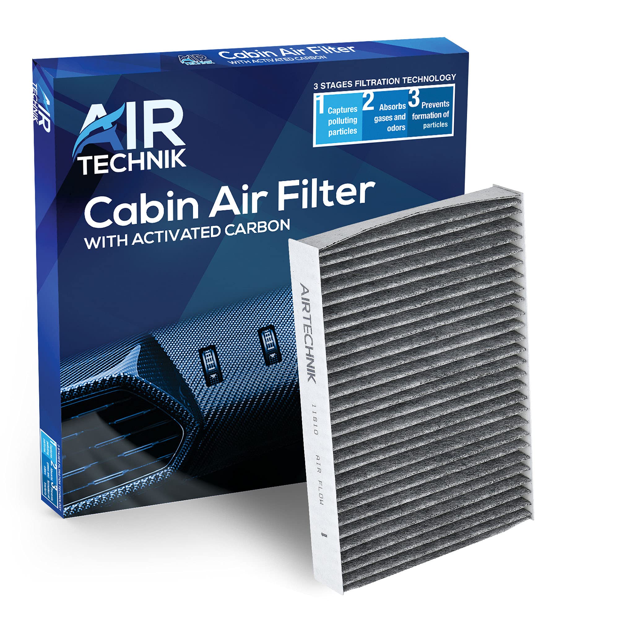 Airtechnik Cf11810 Cabin Air Filter W/Activated Carbon | Replacement For Fiat 500L 14-20, 500X 16-23, Jeep Compass 17-24, Renega