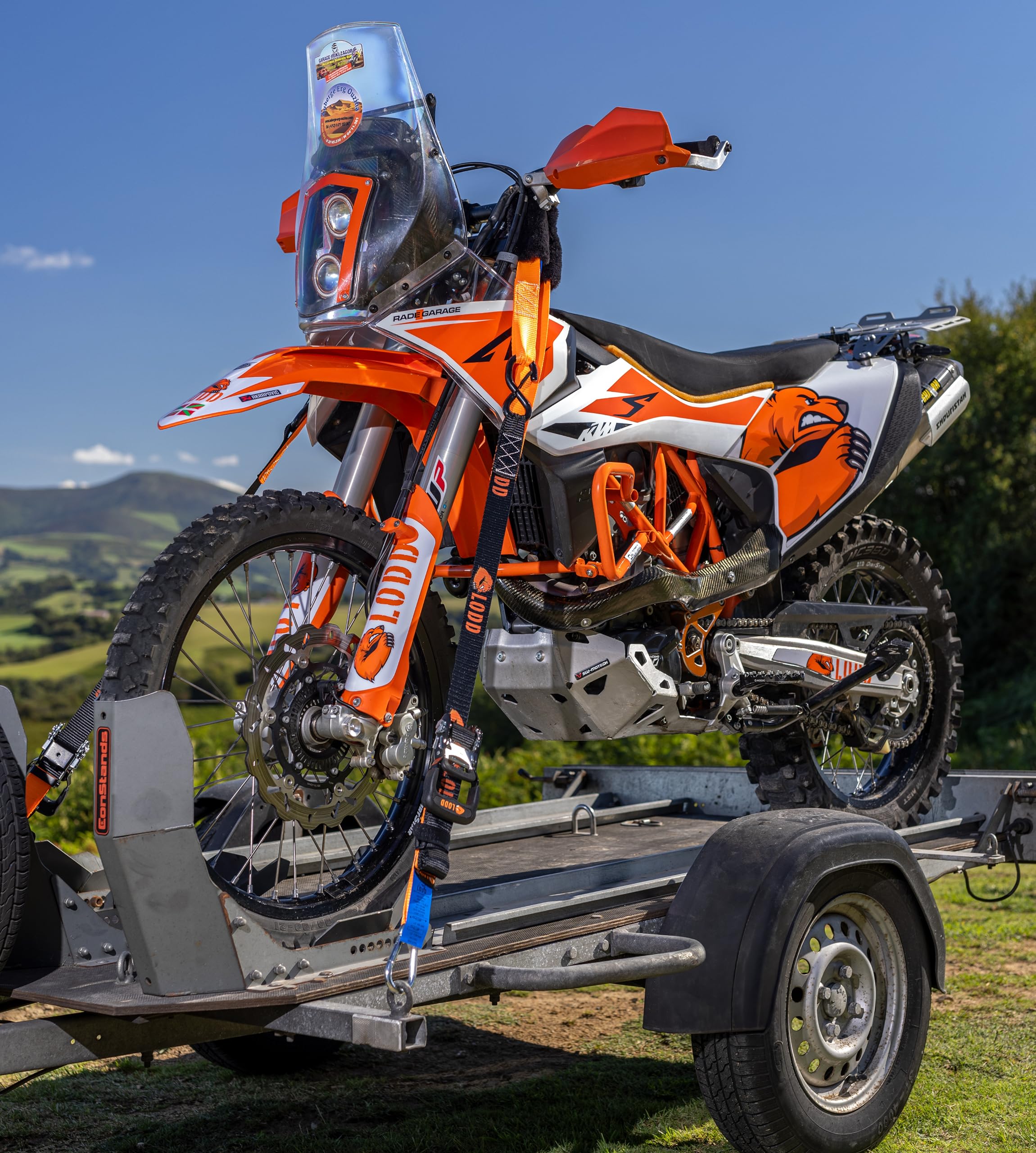 LODD - Motorcycle Tie Down Straps with Ratchets and Sheepskin Protection Loops. The Ultimate Motorcycle Straps, 38mm Wide, Secur