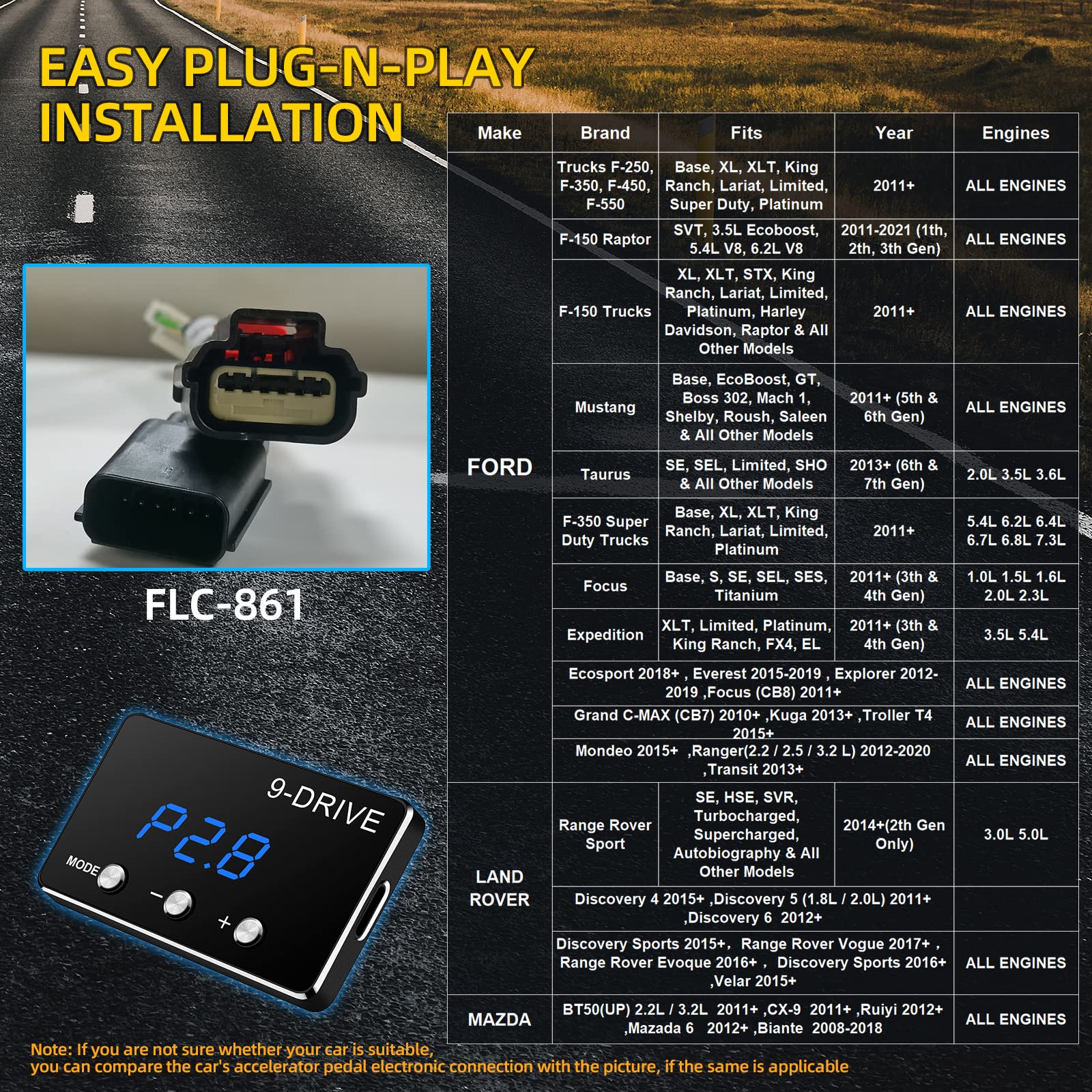 Throttle Response Controller 9 Drive Modes Smart Electronic Racing Accelerator Compatible With Ford F150 F250 Raptor Fusion Focu