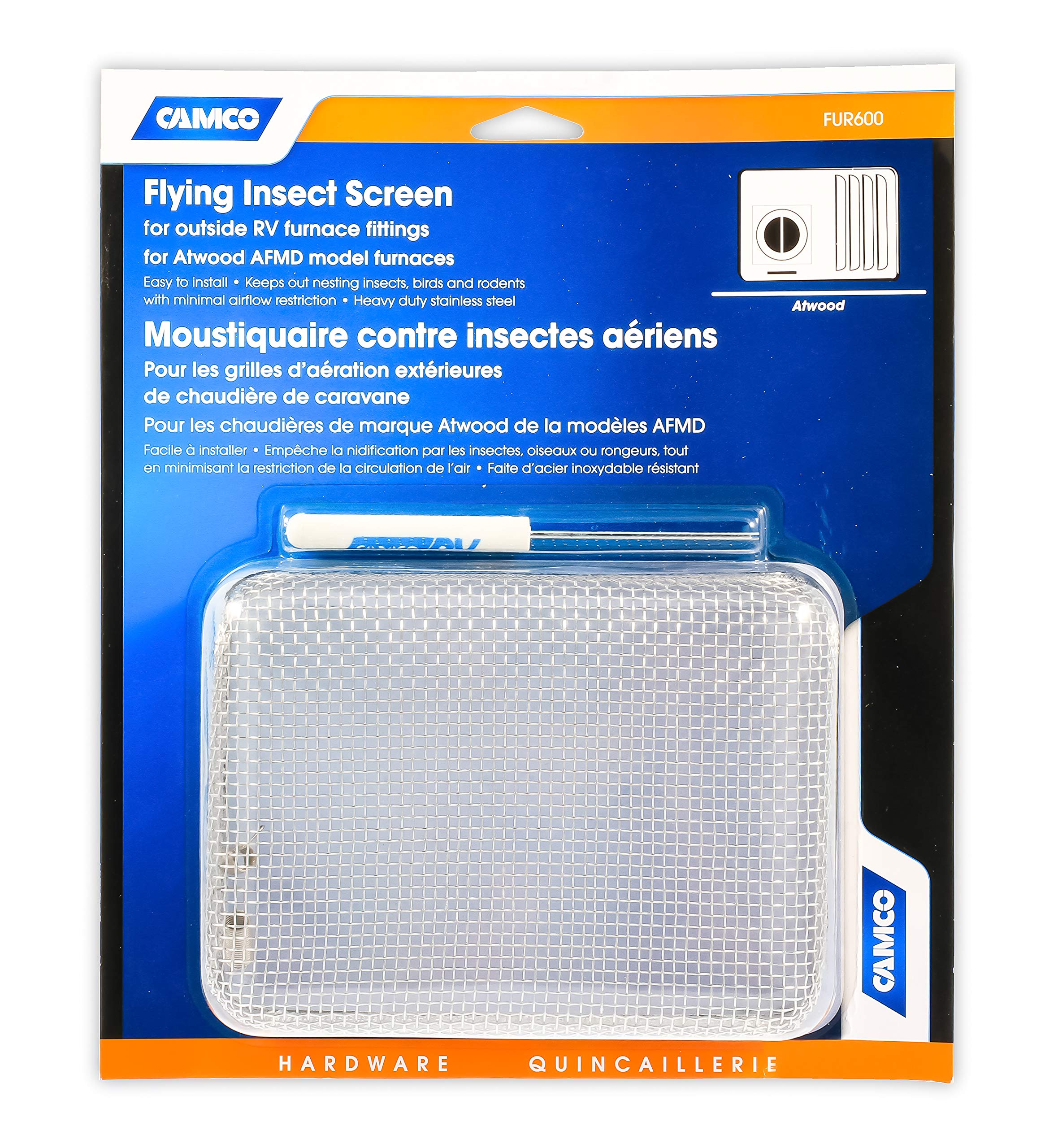 Camco 42155 Fur600 Flying Insect Screen For Atwood Afmd Model Furnace Vents, 4.9 X 6.6 X 2.1