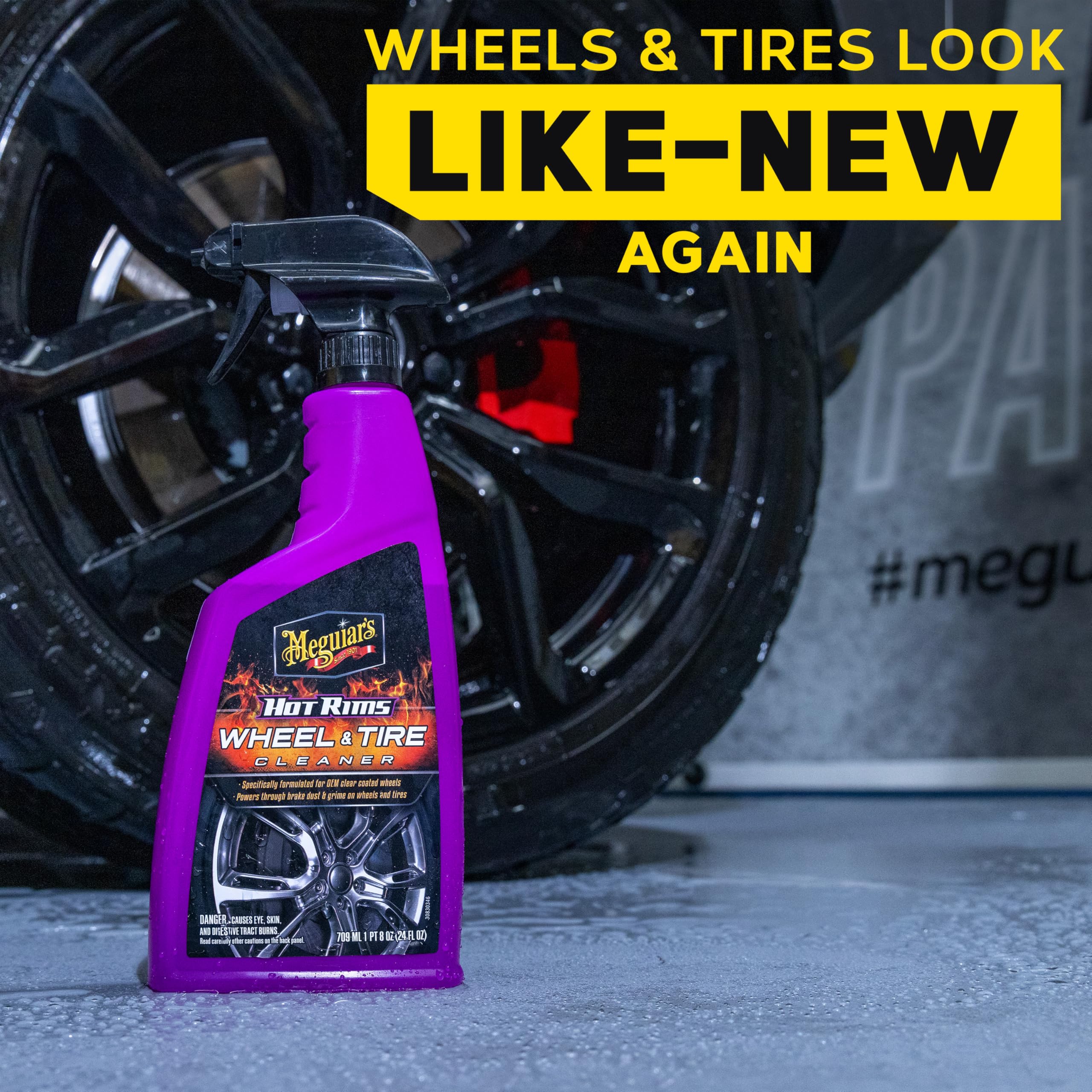 Meguiar'S Hot Rims Wheel & Tire Cleaner, Powers Through Brake Dust & Grime - 24 Oz Spray Bottle